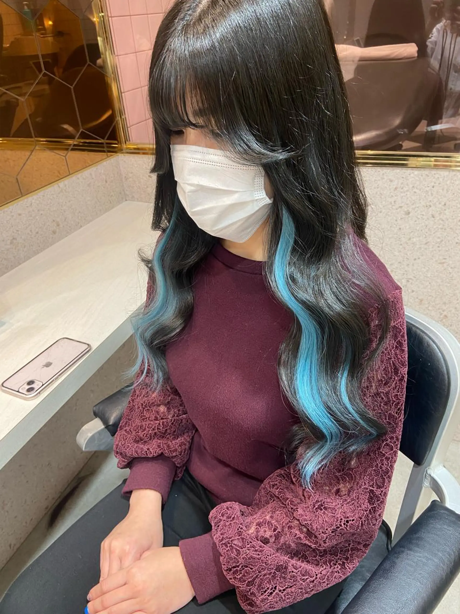 ロング シールエクステ くびれヘア エクステ 顔周りカット 韓国風ヘア 新宿/韓国ヘア 中明度カラー/かやのヘアスタイル