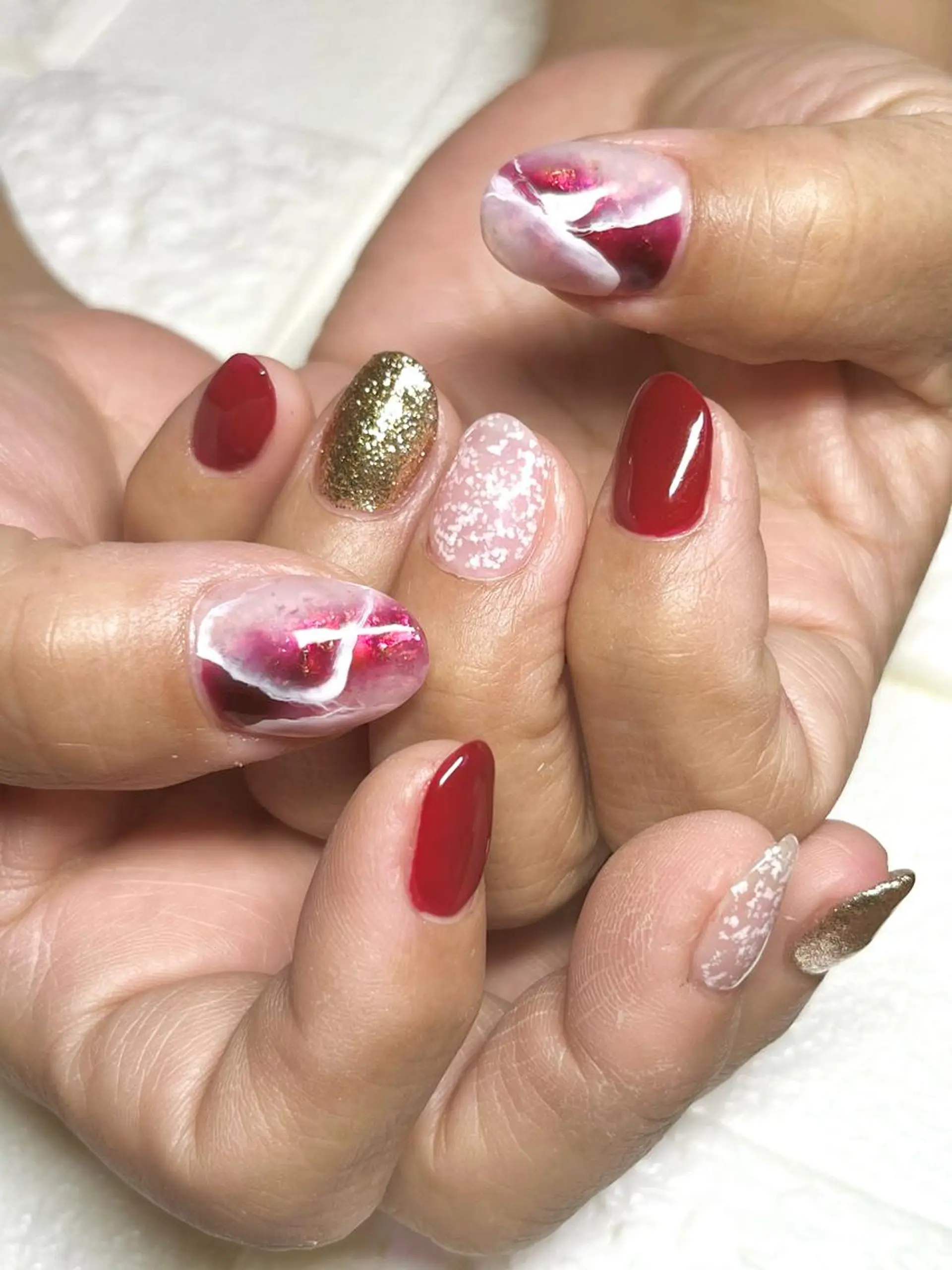 ミディアム ネイル ハンドネイル まり りぃ〜んのネイルデザイン