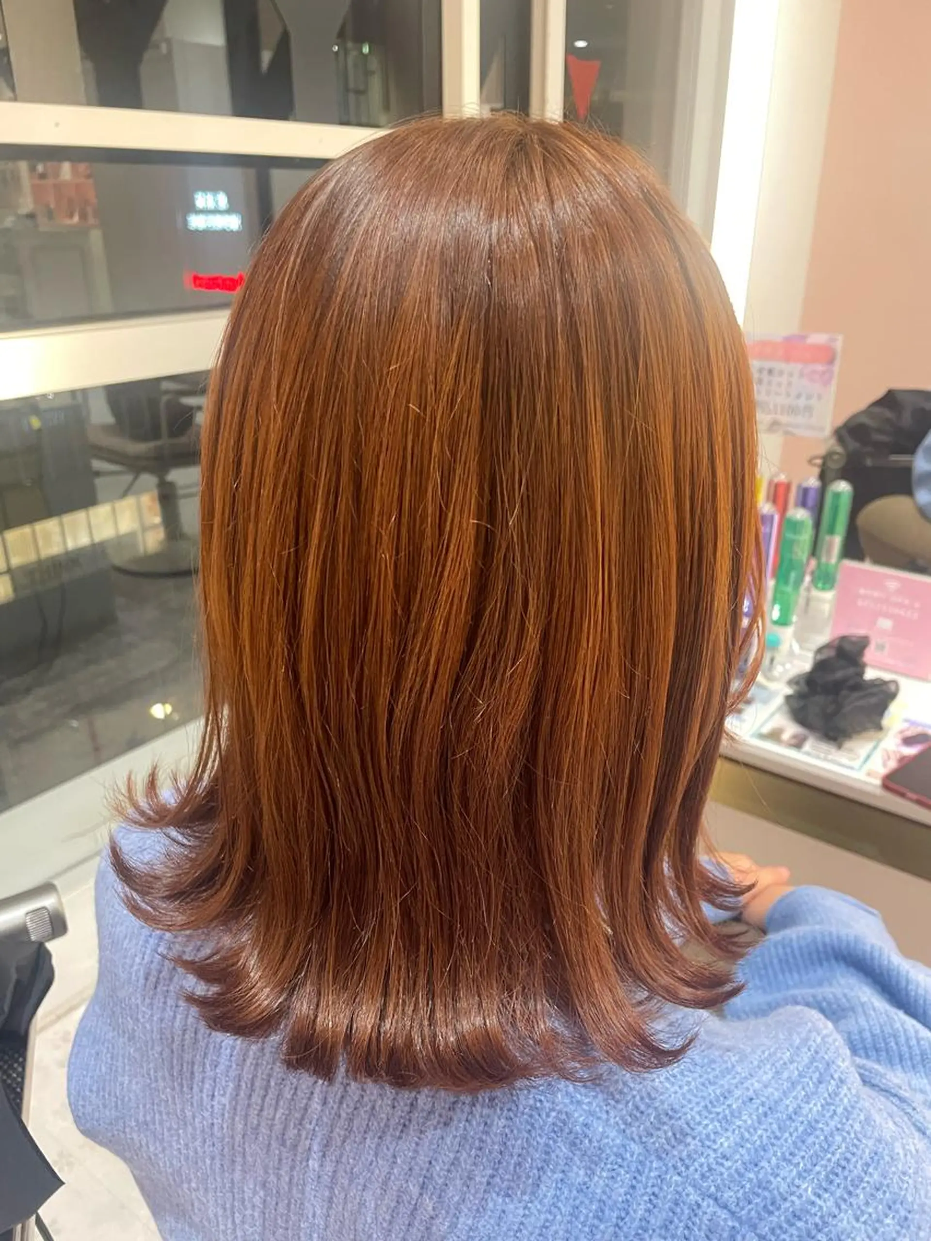 ミディアム カラー ブラウンカラー オレンジ オレンジブラウン ボブ/透明感カラー /nicoのヘアスタイル