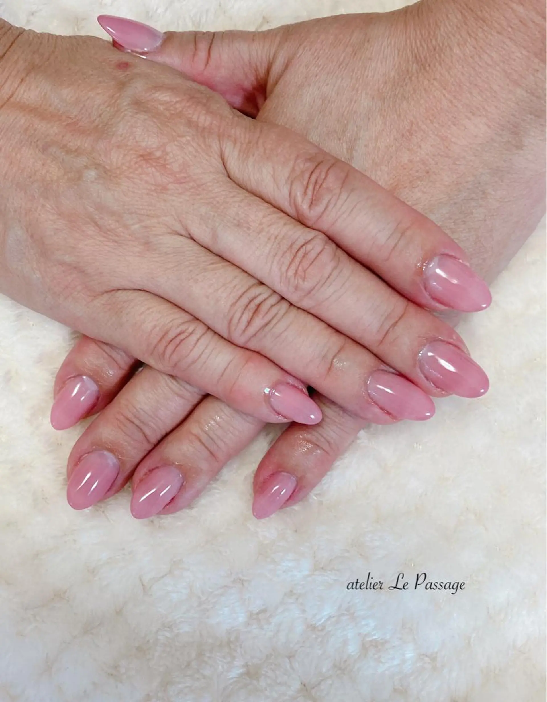 ネイル 長さ出し ジェルネイル オフィスネイル ワンカラーネイル パラジェル Atelier Le Passage所属・h nakatsukaのネイルデザイン