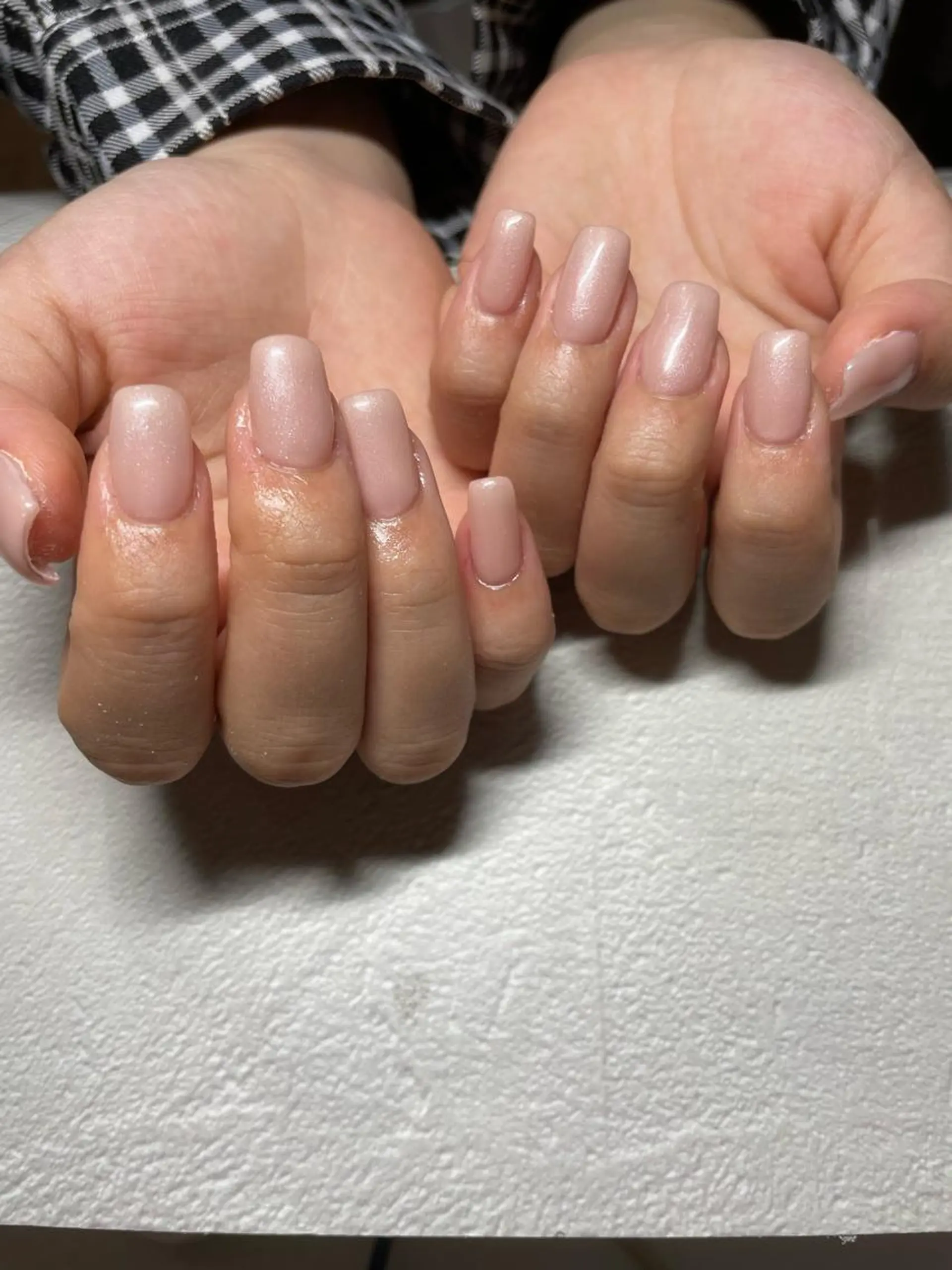 ショート ネイル ショートヘア 長さ出し ワンカラーネイル ショートネイル スクエアネイル ハンドネイル ハンドケア Crescent Eye濱谷のネイルデザイン