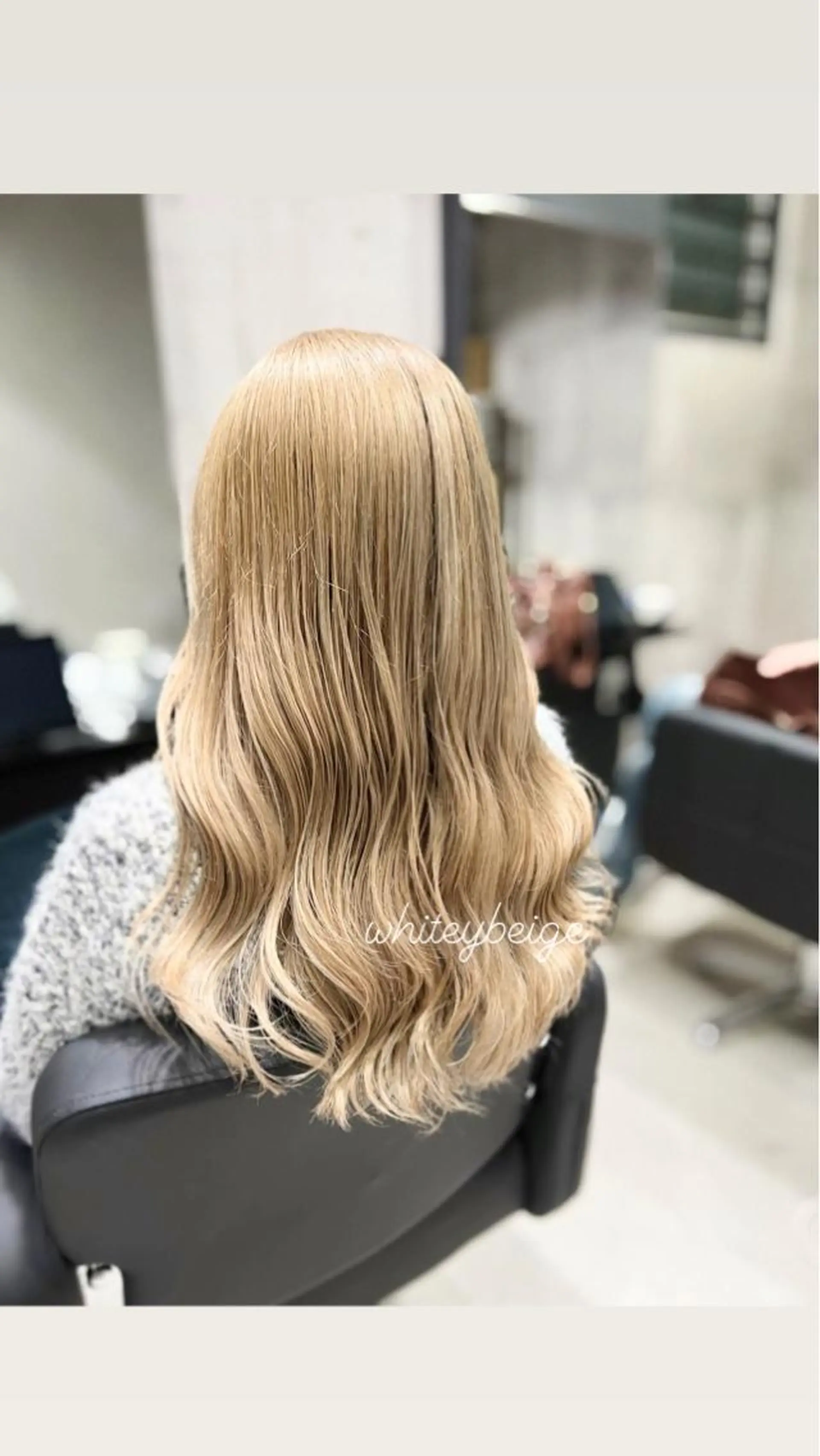 ロング カラー ベージュカラー mimiiy梅田 中崎町ハイトーンのヘアスタイル
