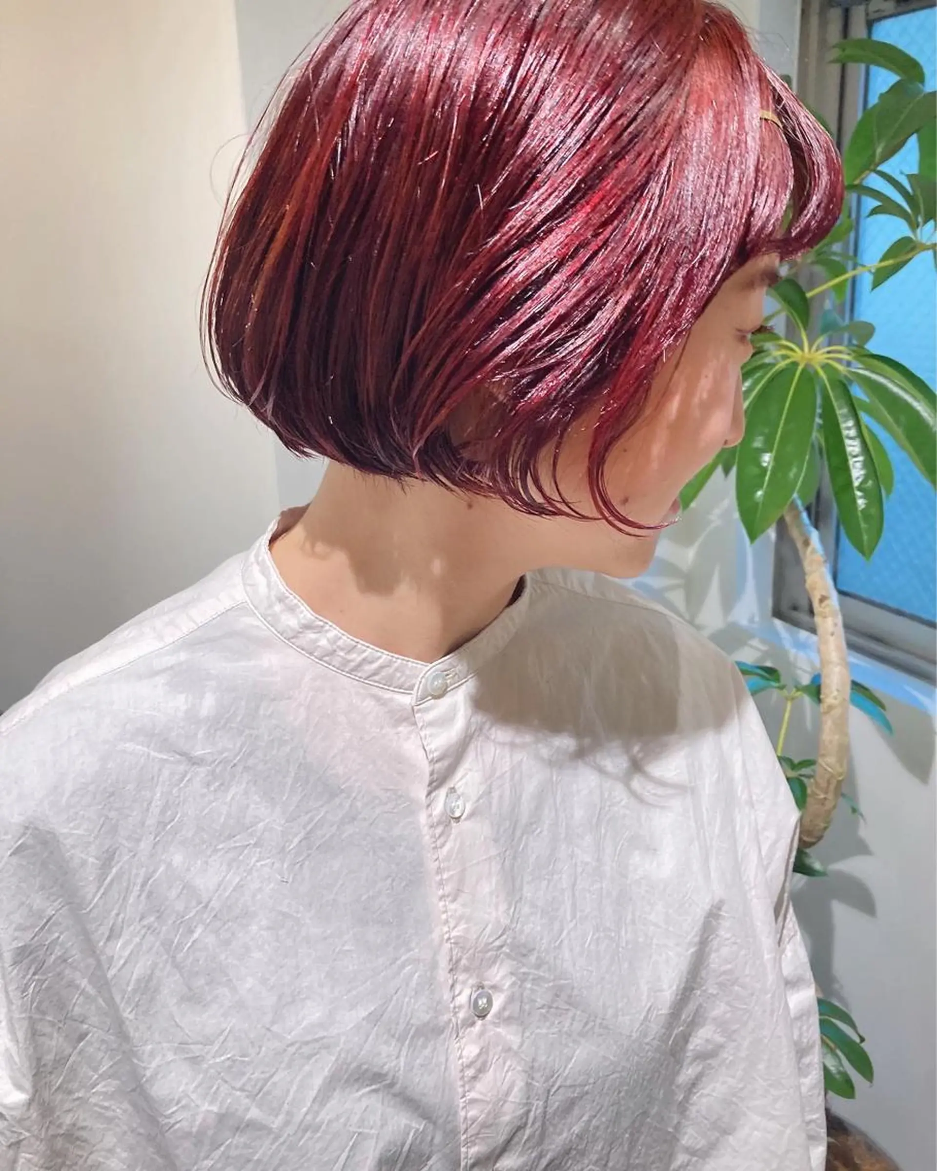 ショート カラー ブリーチ ブリーチなしカラー レッドカラー 佐伯 和佳のヘアスタイル