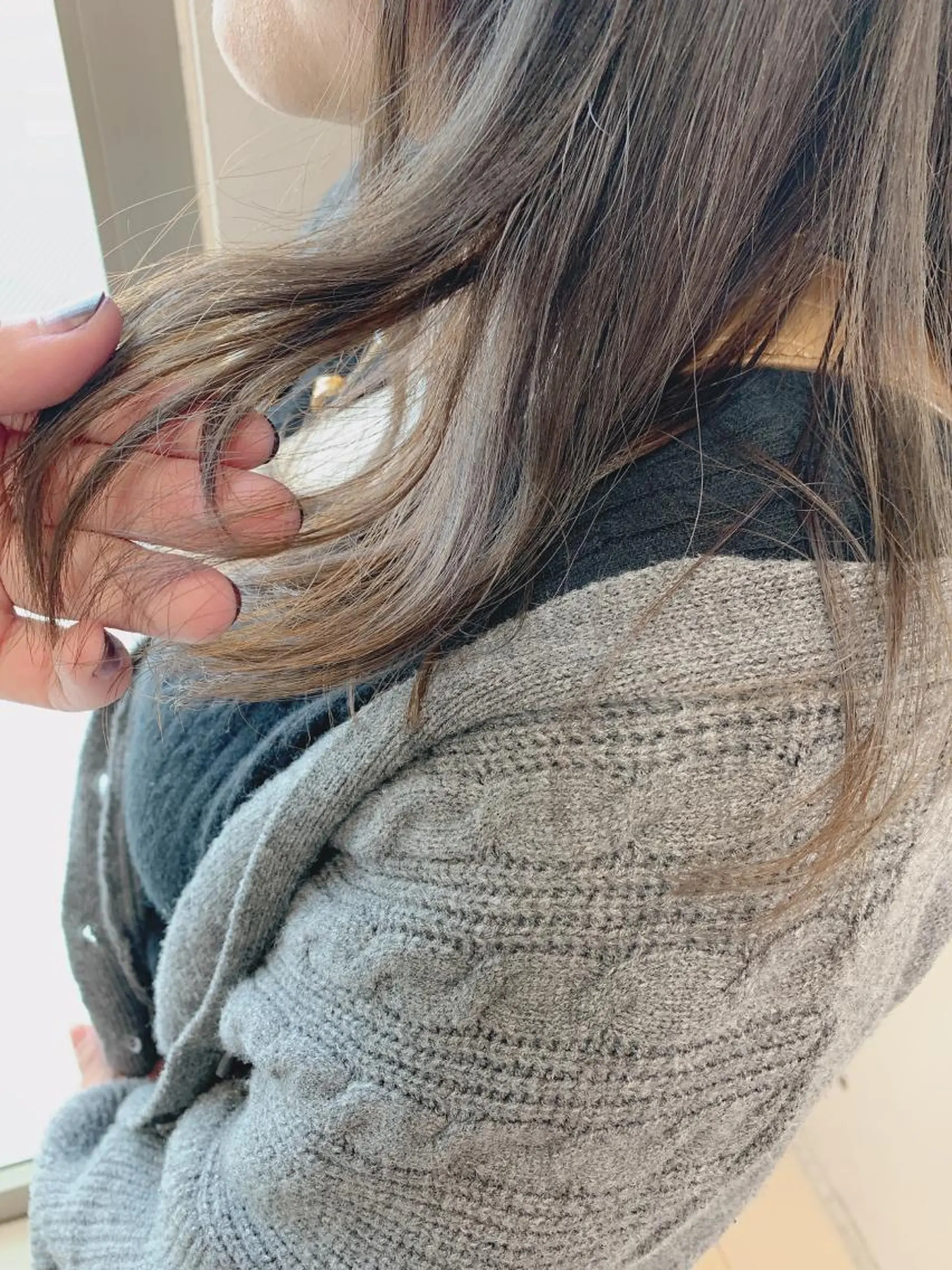 ミディアム カラー 白髪ぼかしハイライト 柳川拓哉のヘアスタイル