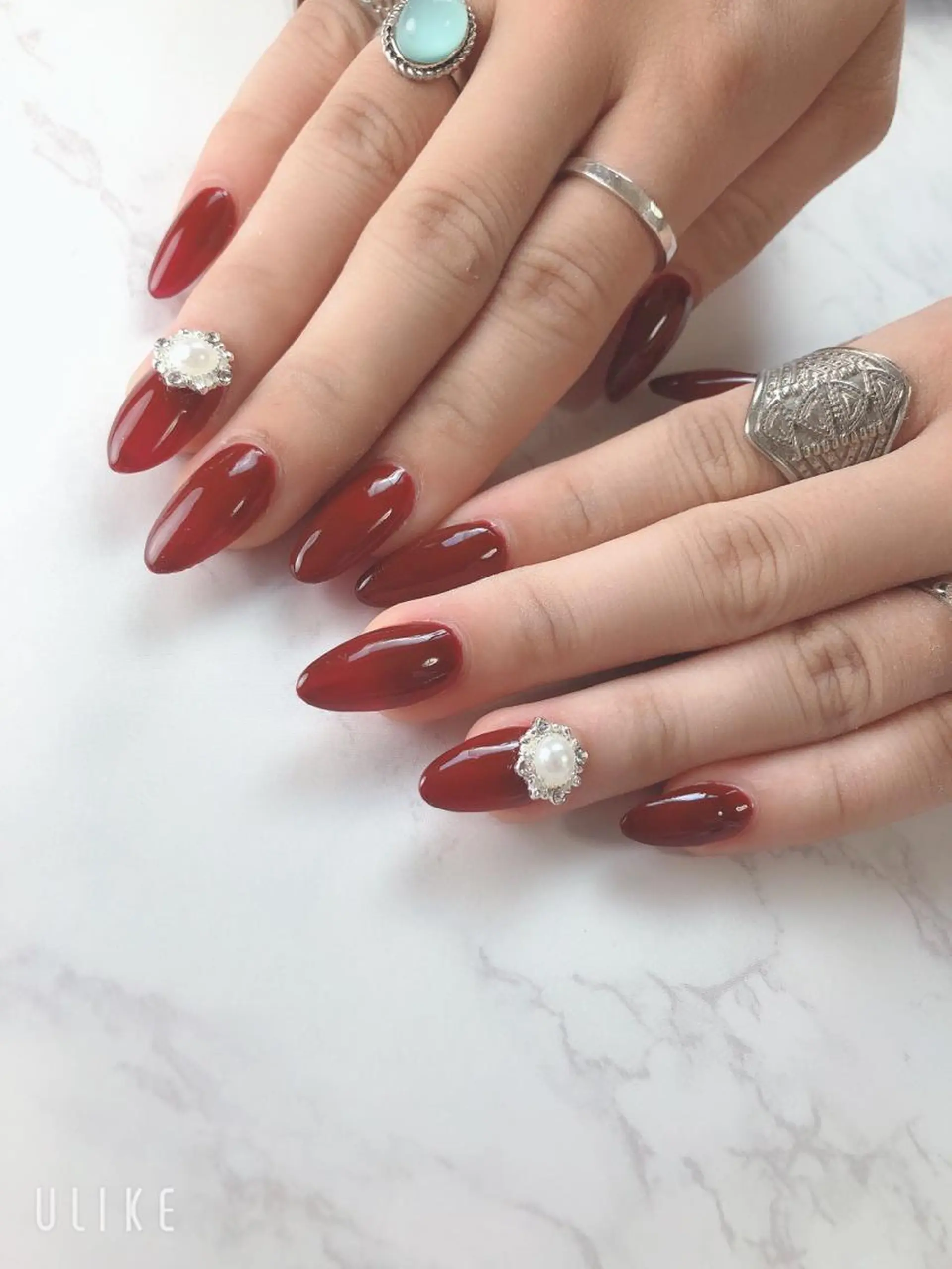 ネイル ボルドー スカルプネイル Nailsalon Luanaのネイルデザイン