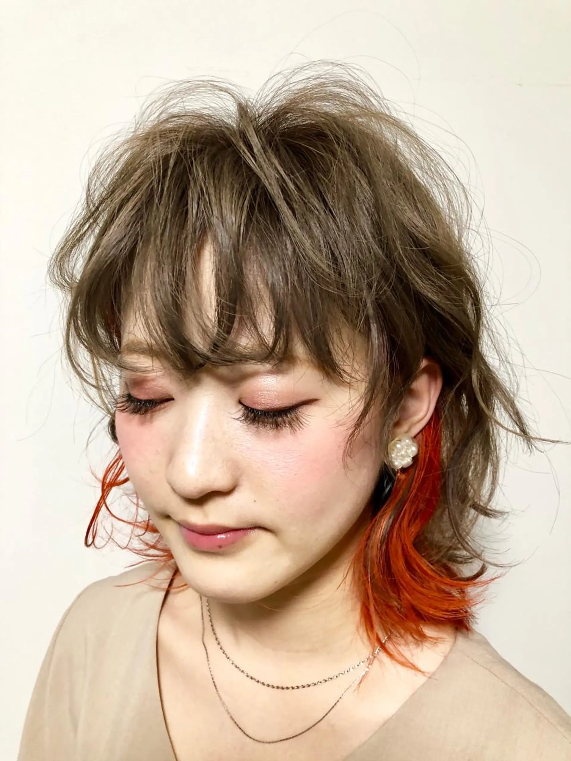 ミディアム カラー インナーカラー オレンジ RUBEUS【ルベウス】所属・✨艶々カラー🎨 杉本賢人のヘアスタイル