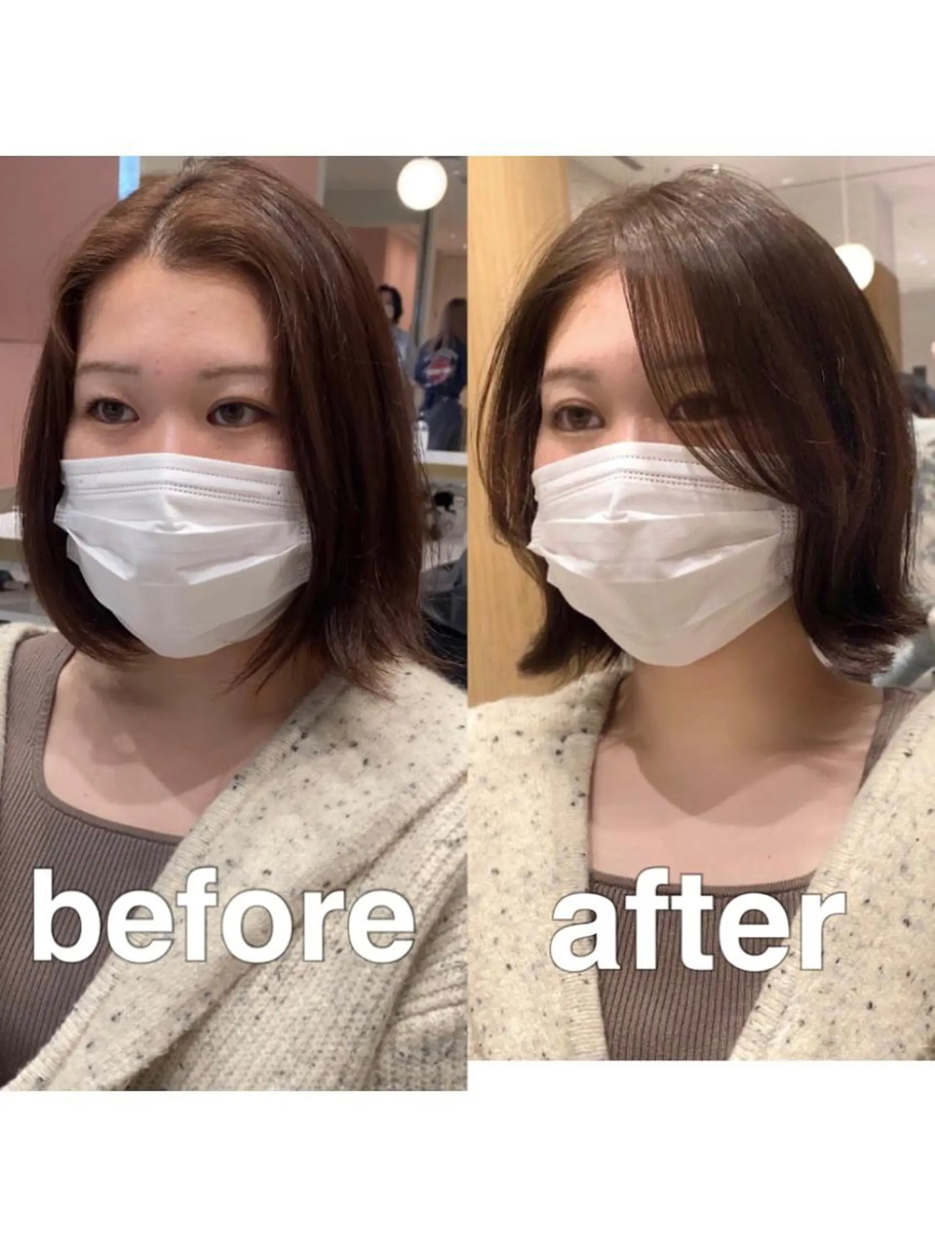 ミディアム カラー パーマ ヘアアレンジ カット ヘアカラー トリートメント ヘアセット 小野寺瑞希 /最小顔カットのヘアスタイル