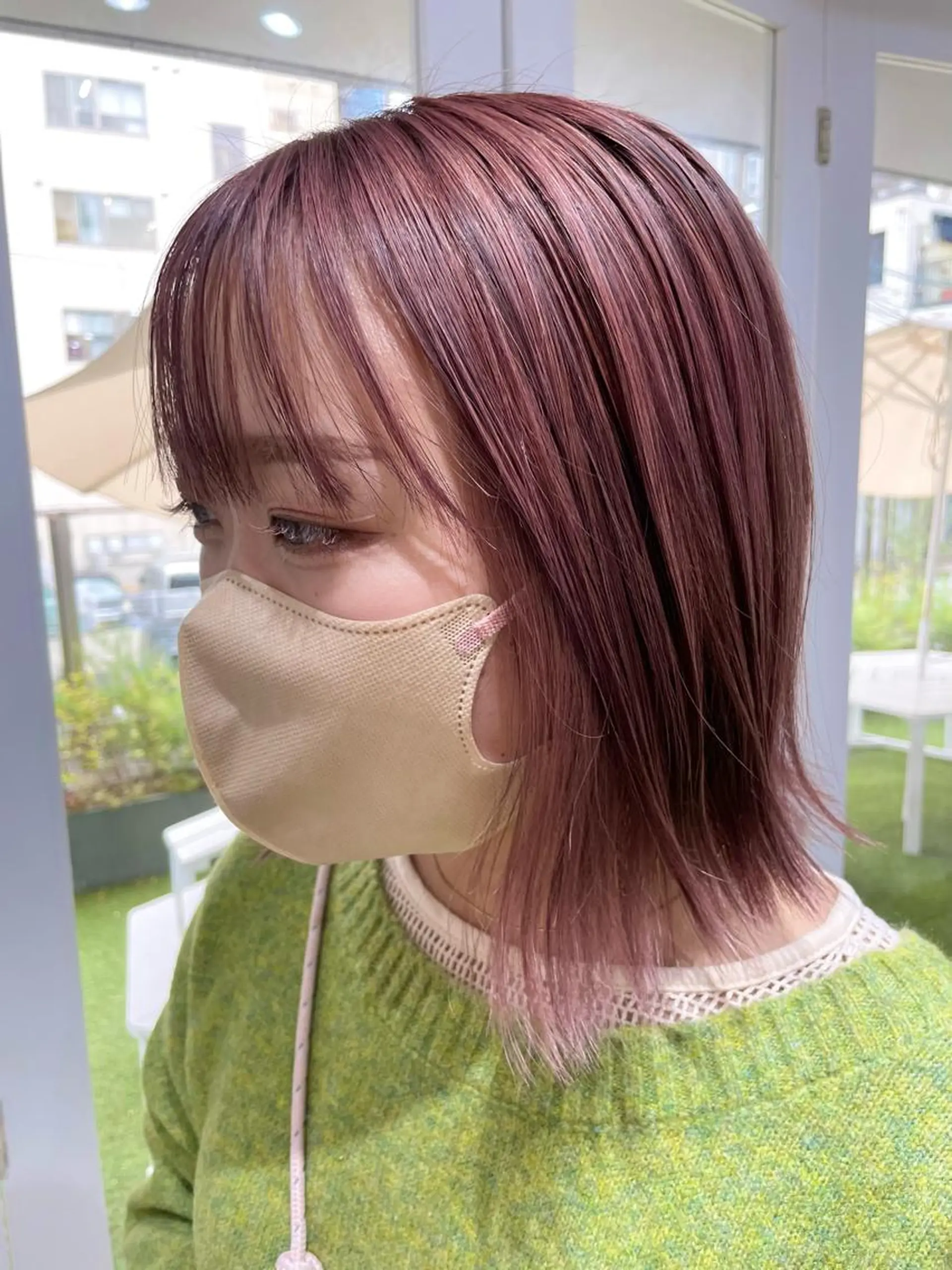 ミディアム カラー ヘアアレンジ ベージュカラー ブリーチ ブラウンカラー デザインカラー ピンクカラー ヘアカラー トリートメント 酸性縮毛矯正 梅田茶屋町 Juriのヘアスタイル