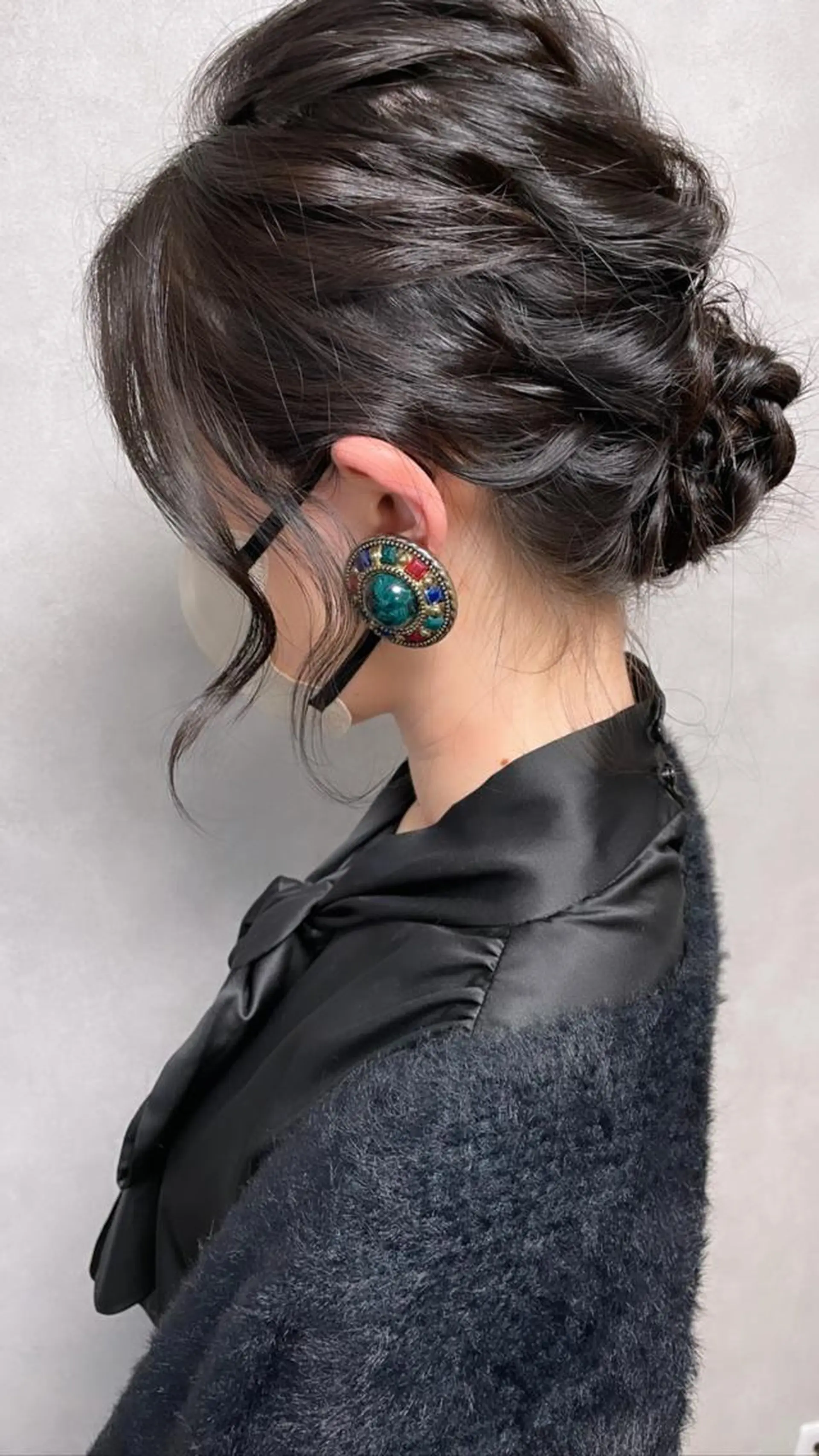 ヘアアレンジ セミロング 切りっぱなしボブ パープルカラー ボブ ハイライト レイヤーカット カット ヘアカラー トリートメント MAIKO 【中崎・茶屋町】のヘアスタイル