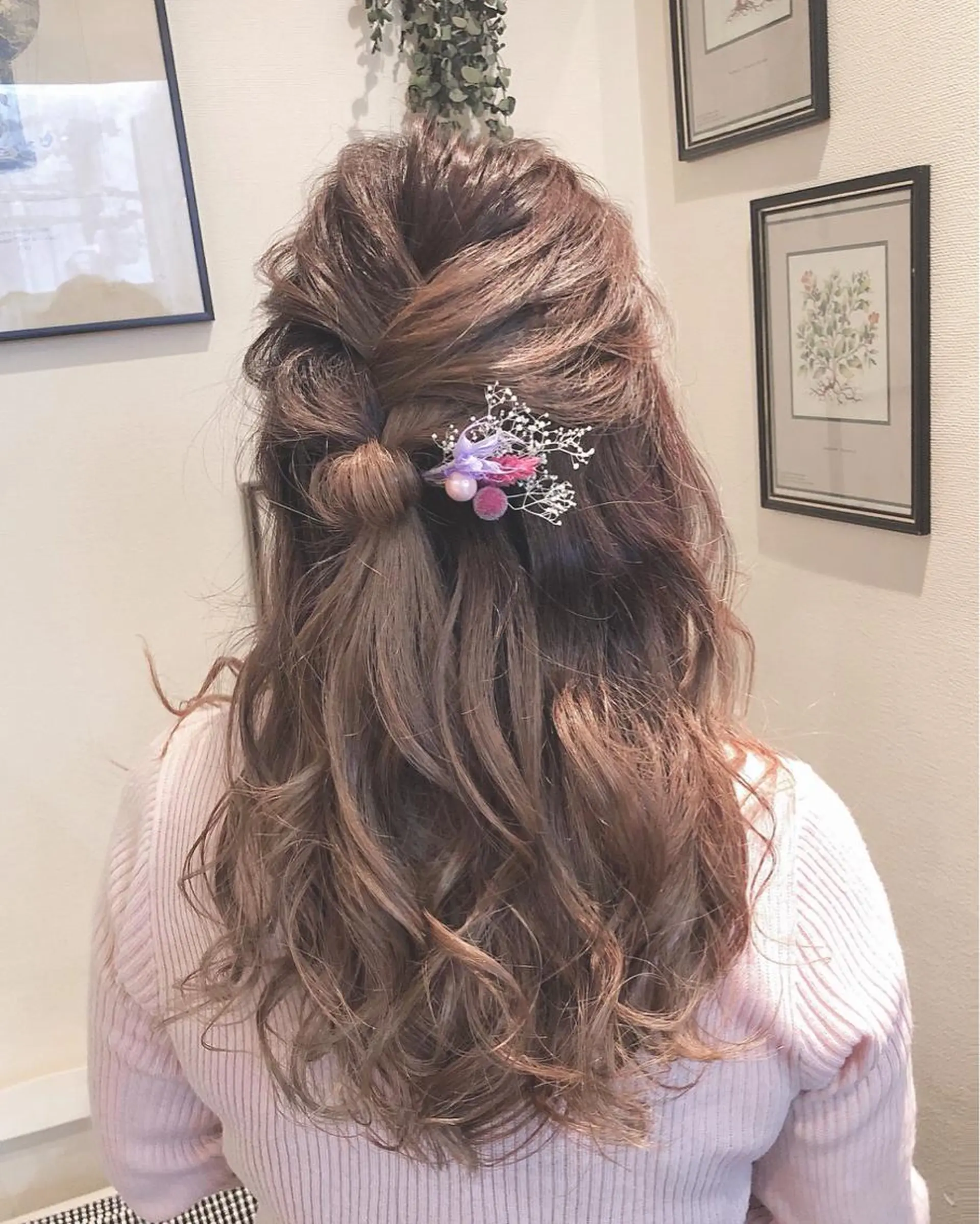 セミロング ヘアアレンジ ハーフアップ ヘアセット Takagi Nanamiのヘアスタイル