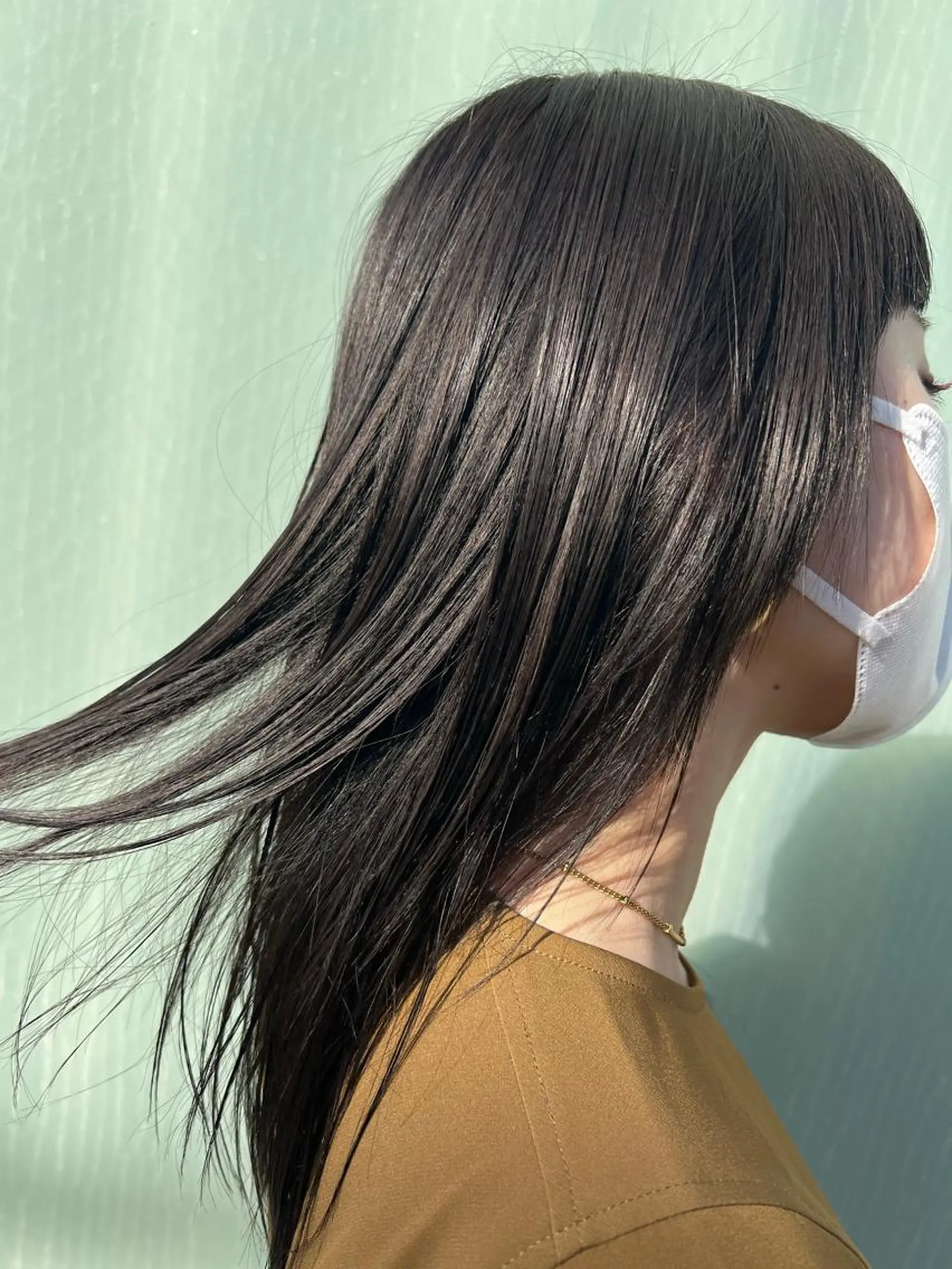 ロング カラー 黒髪 オリーブカラー 髪質改善/縮毛矯正/ 透明感カラーYUMAのヘアスタイル