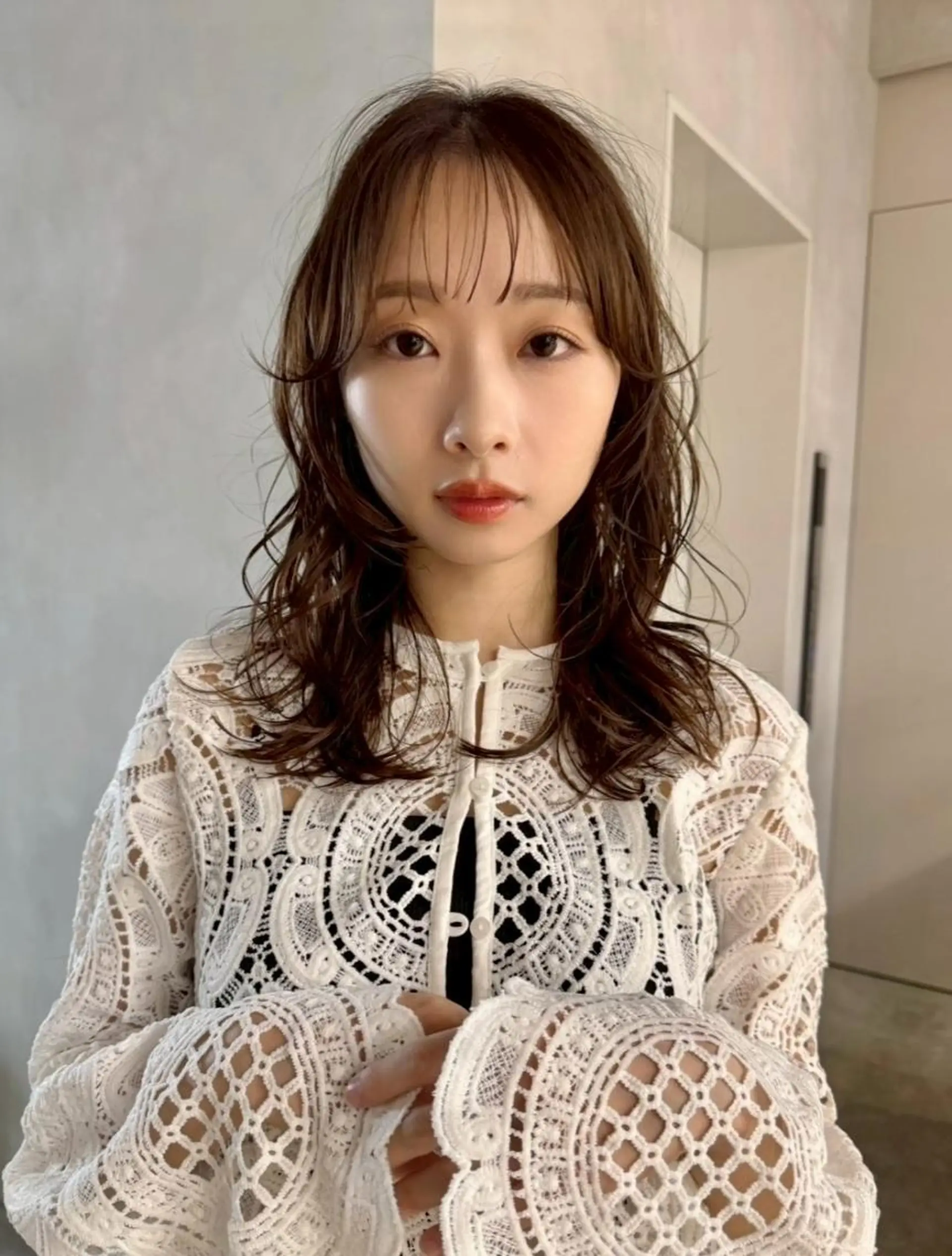 パーマ セミロング カット パーマ レイヤー/パーマ 透明感カラー倉持弘人のヘアスタイル