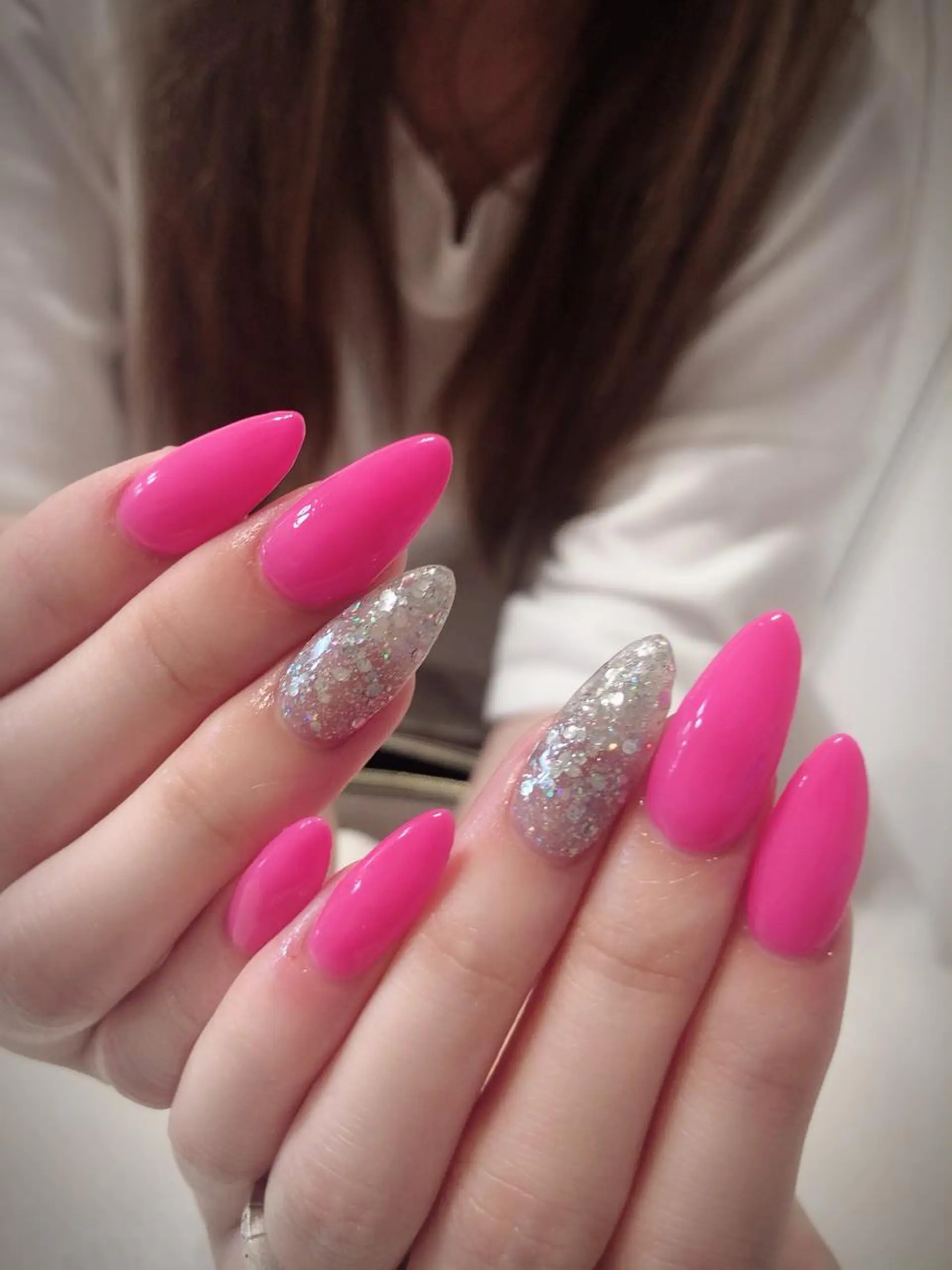 ネイル ラメ(グリッター) ピンク ハンドネイル * haruのネイルデザイン
