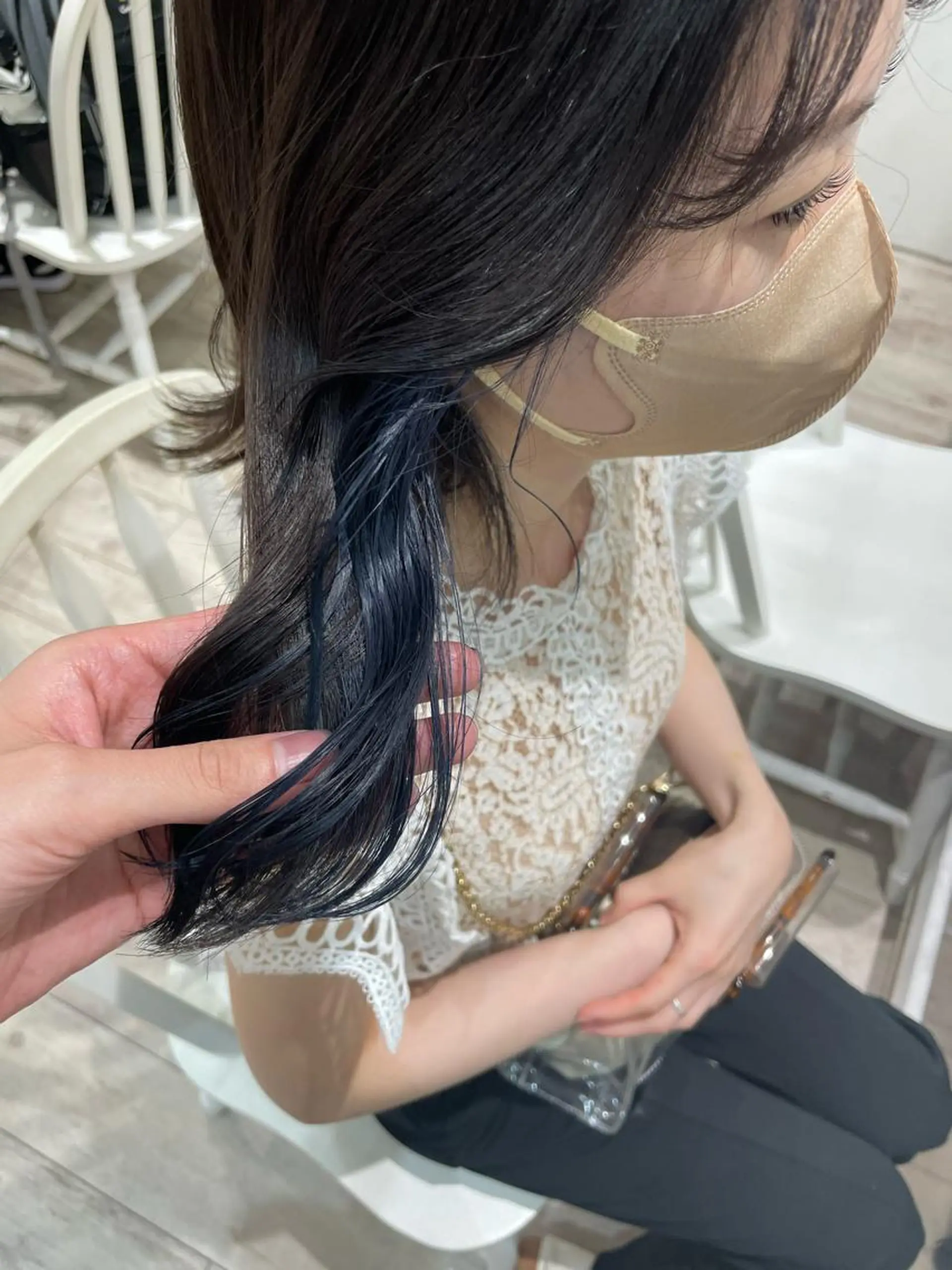 ミディアム カラー ブリーチ ブルーカラー インナーカラー Maisie所属・ヘアアレンジ/ 暖色🩵hazukiのヘアスタイル