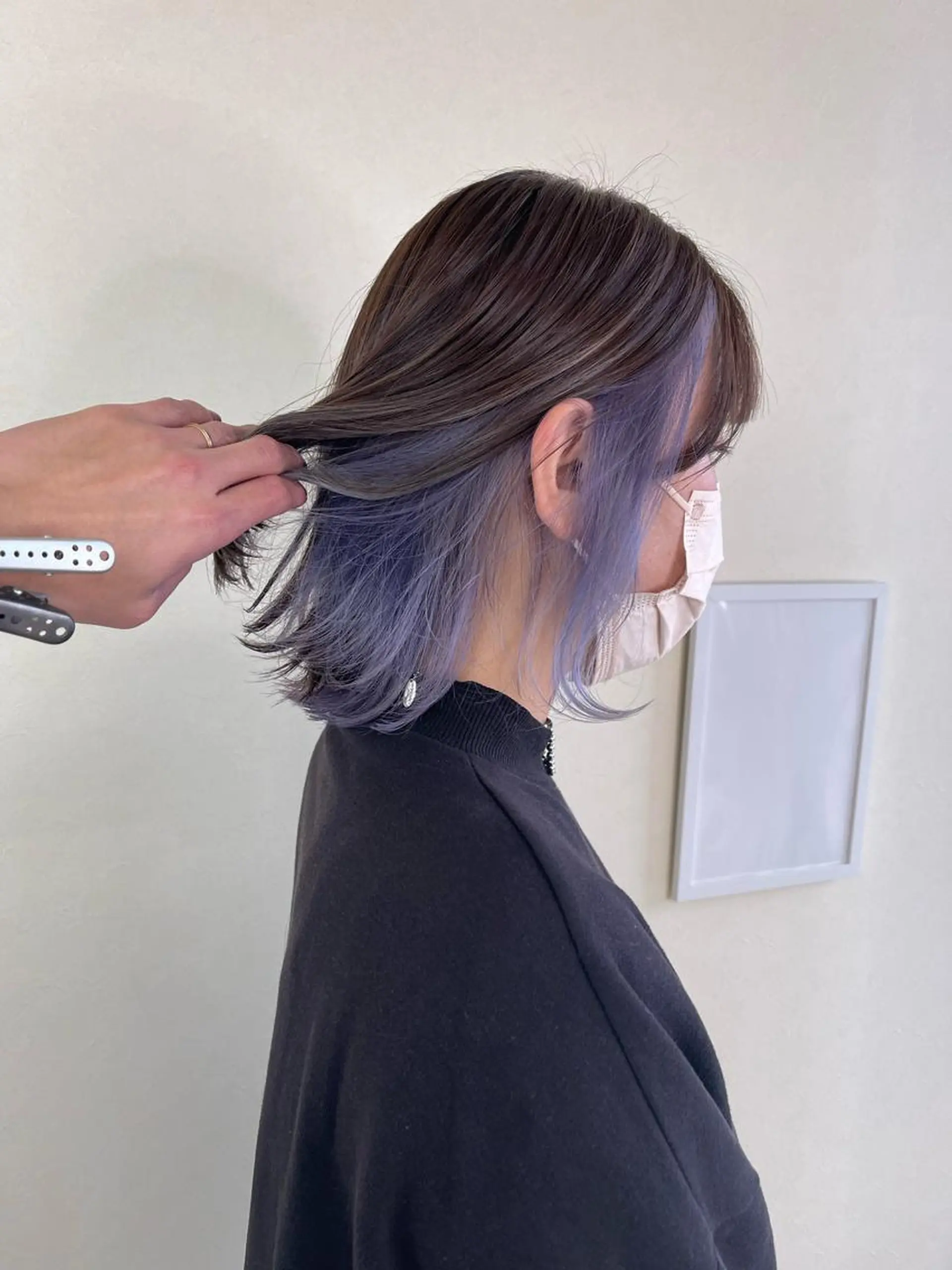 ミディアム カラー ラベンダーカラー ハイライトカラー✨ グレージュ✨鎌倉光洋のヘアスタイル