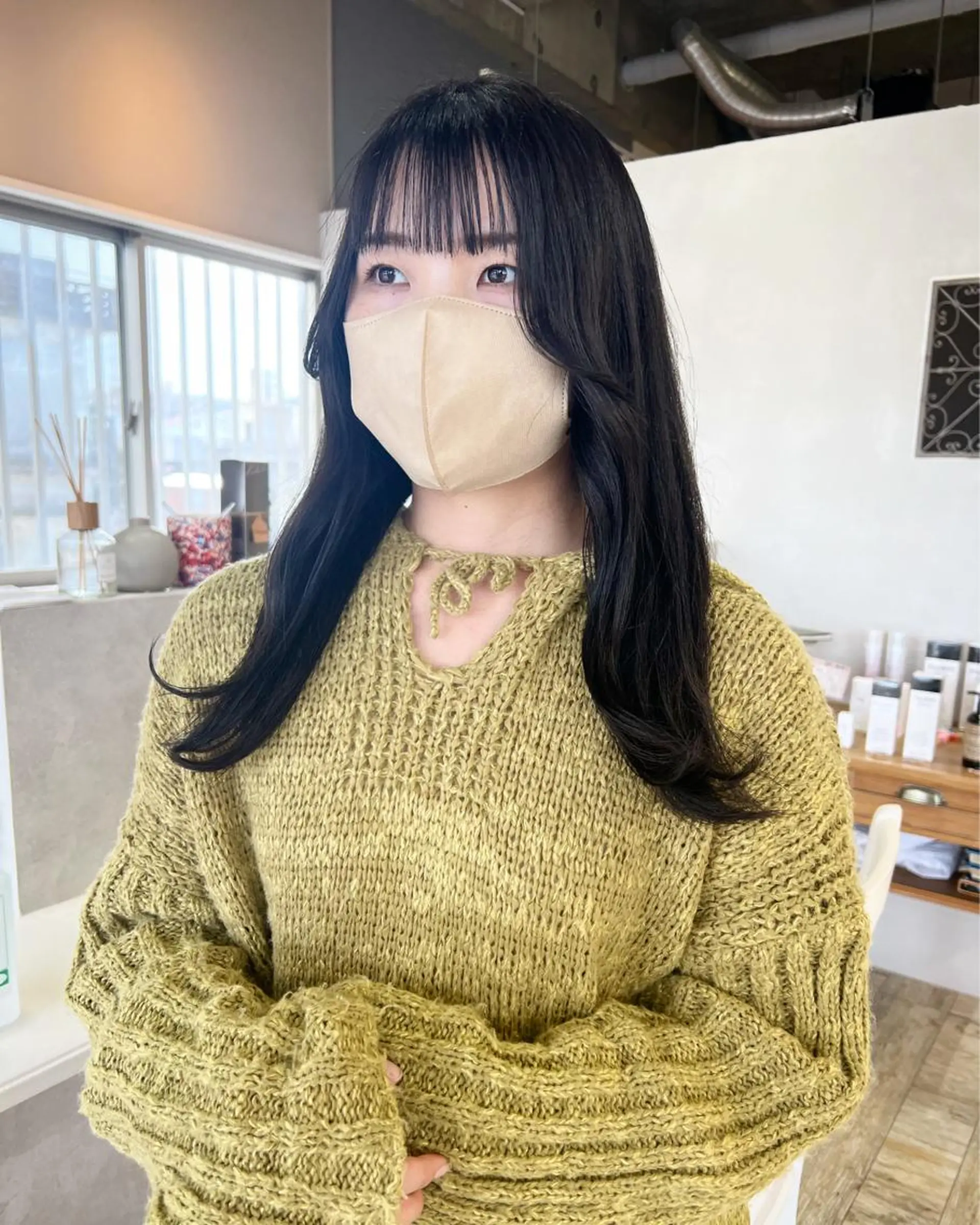 セミロング カラー 顔周りカット テトネ タカシのヘアスタイル