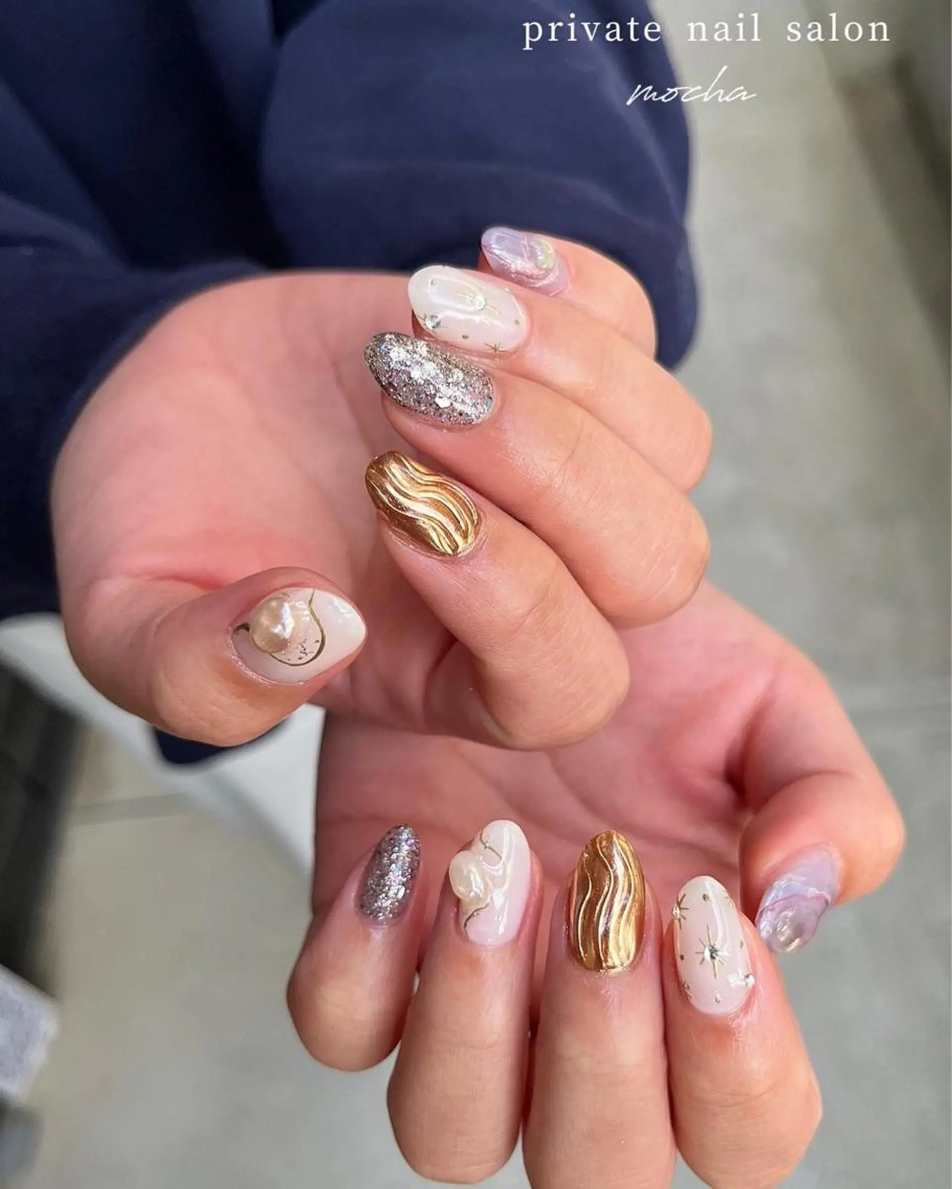 ネイル アートネイル カジュアル チークネイル フレンチネイル ジェルネイル mocha nailのネイルデザイン