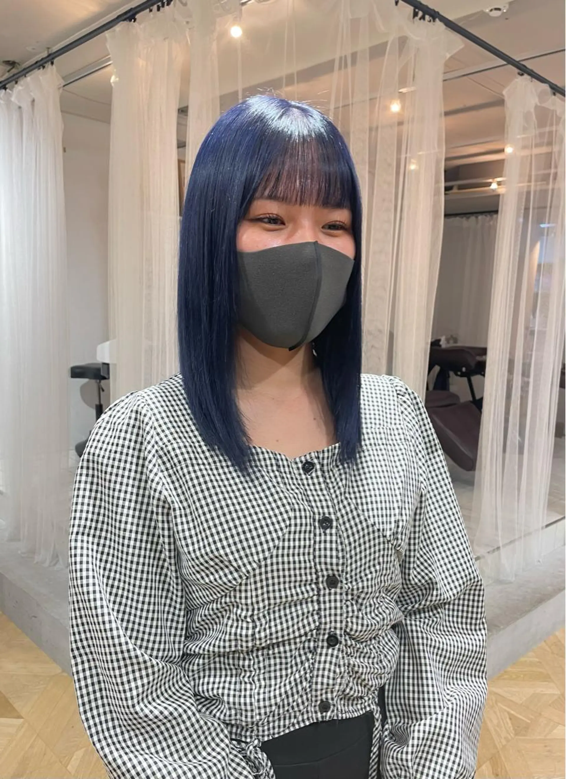 セミロング カラー ブルーカラー chiharu ボブ/レイヤーのヘアスタイル