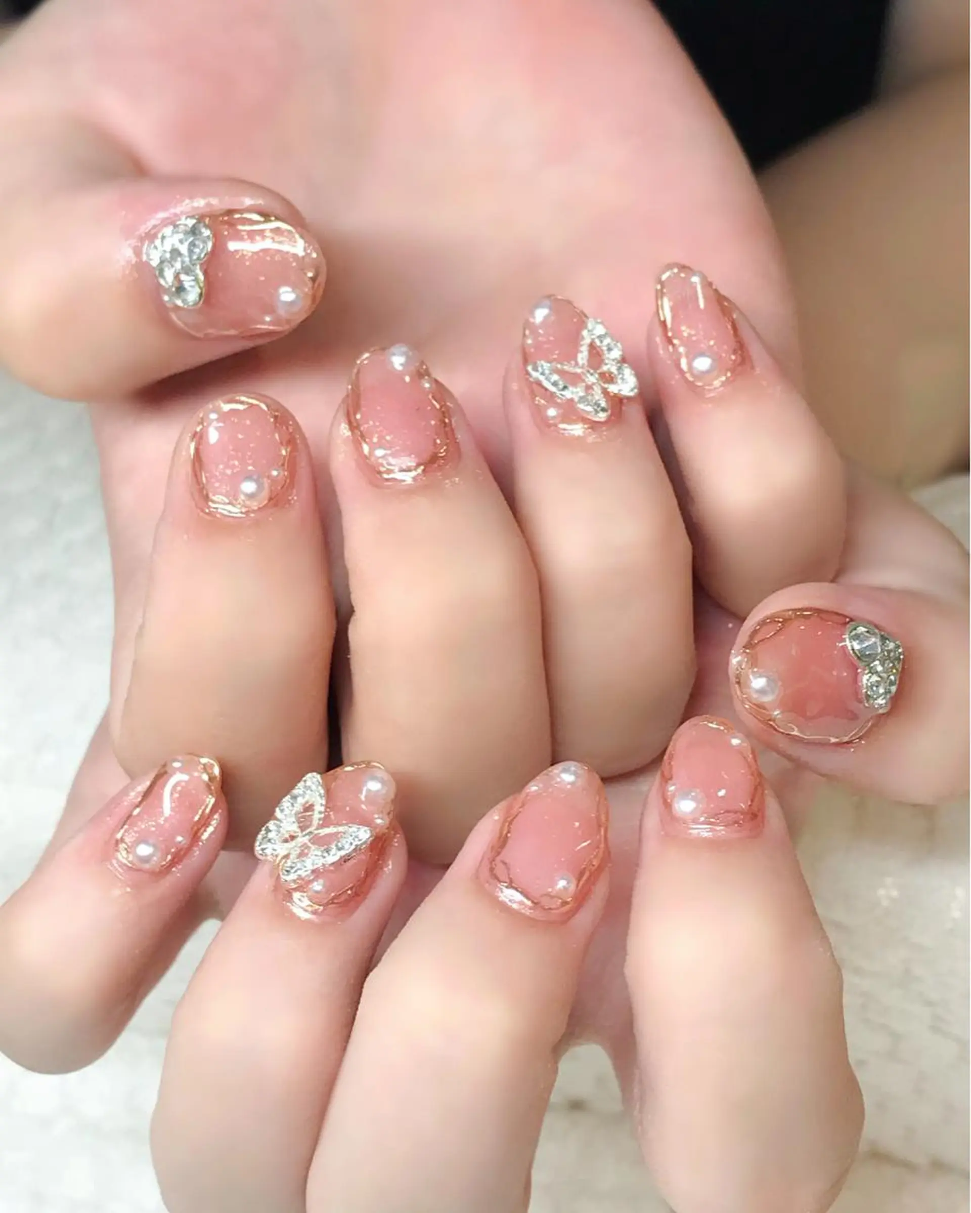 ネイル ジェルネイル 氷ネイル・うるうるネイル キラキラネイル 韓国ネイル ワンホンネイル Nyanco Nailのネイルデザイン