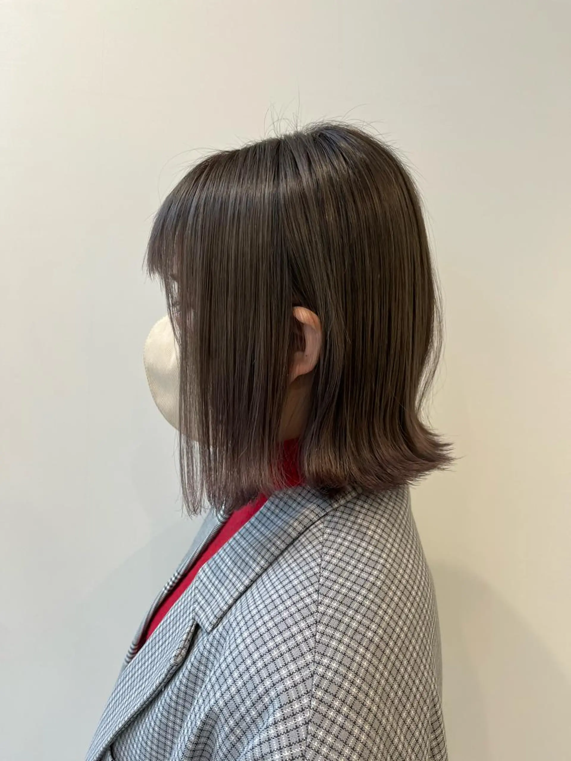 ミディアム カラー 切りっぱなしボブ グレージュ ミルクティーグレージュ ボブ カット ヘアカラー レイヤー⭐️カラー ⭐️平川雅史のヘアスタイル