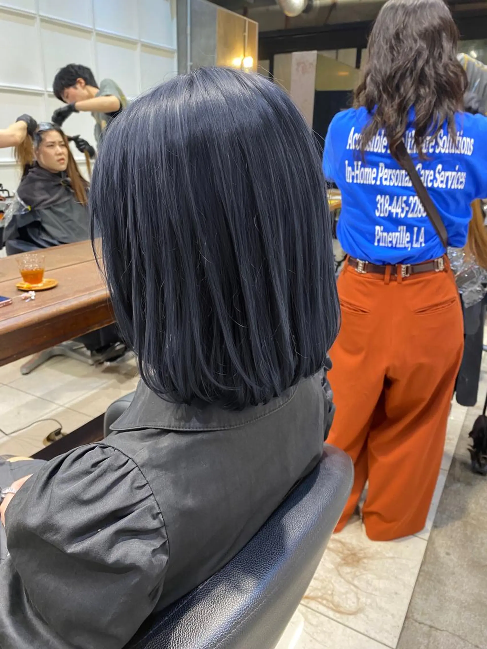 カラー 黒髪 ブリーチ ブルーカラー ブルーブラック ピンクカラー Ms.CHARM所属・透明感カラー🌿 グレージュ🐺陽介のヘアスタイル