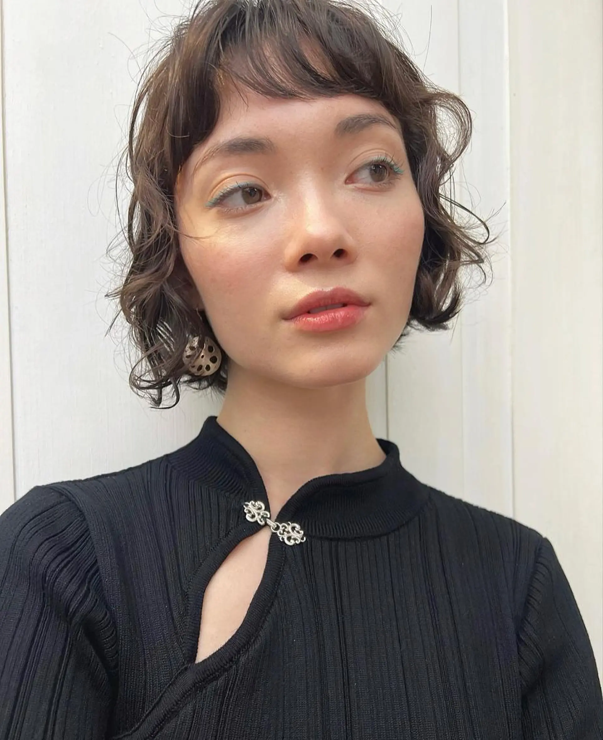 パーマ ミディアム ミディアムパーマ アッシュ ミストバング パープルカラー ボブ カット パーマ N° anfeel 渋谷🪞🫧のヘアスタイル