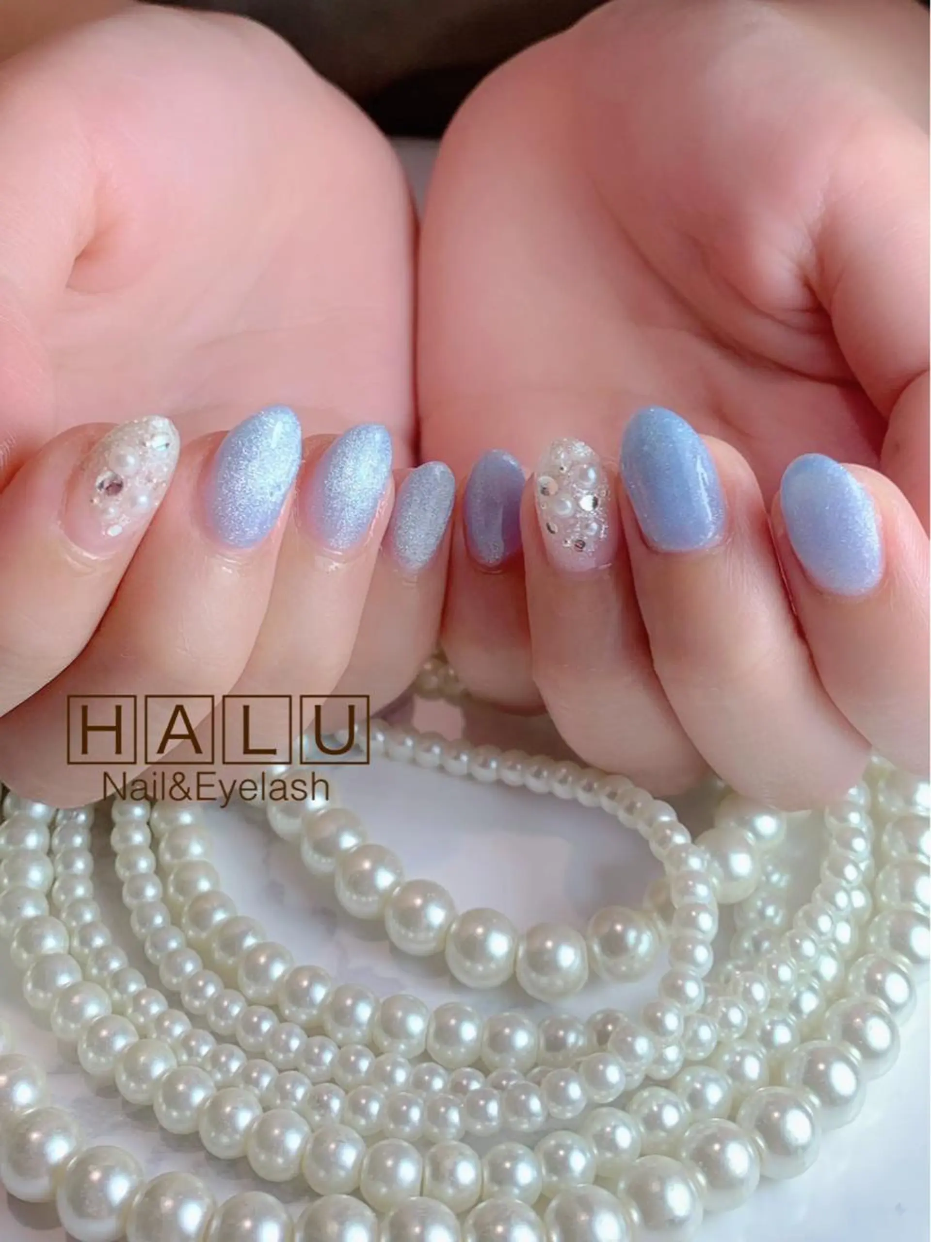 ネイル マツエク・マツパ ブルー マグネットネイル HALU ハルのネイルデザイン