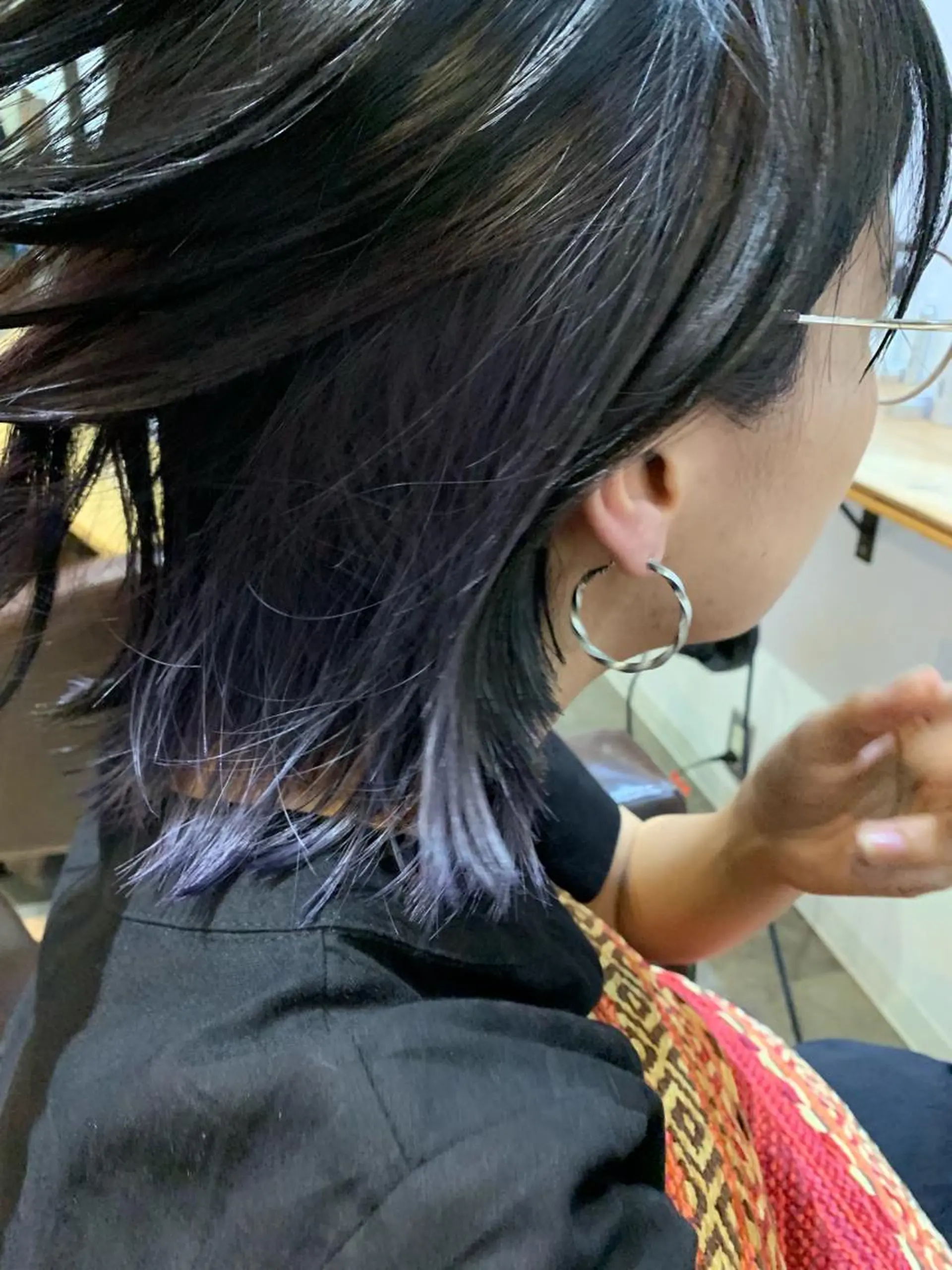 ショート カラー インナーカラー パープルカラー カット ヘアカラー トリートメント パーマ/透明感カラー /ボブ/吉田一生のヘアスタイル