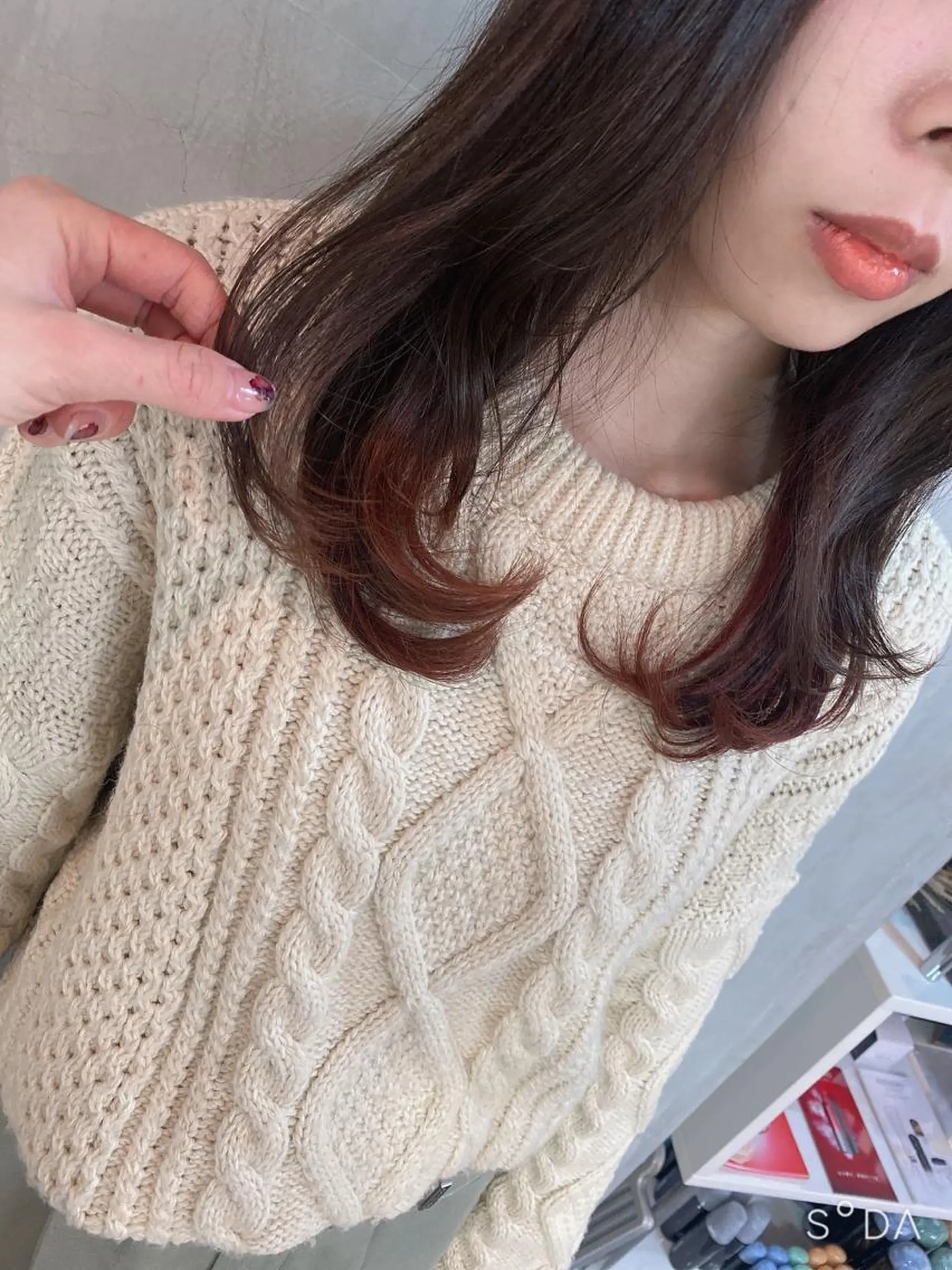 セミロング カラー ヘアアレンジ オレンジ stylist/蛯谷 珠里のヘアスタイル