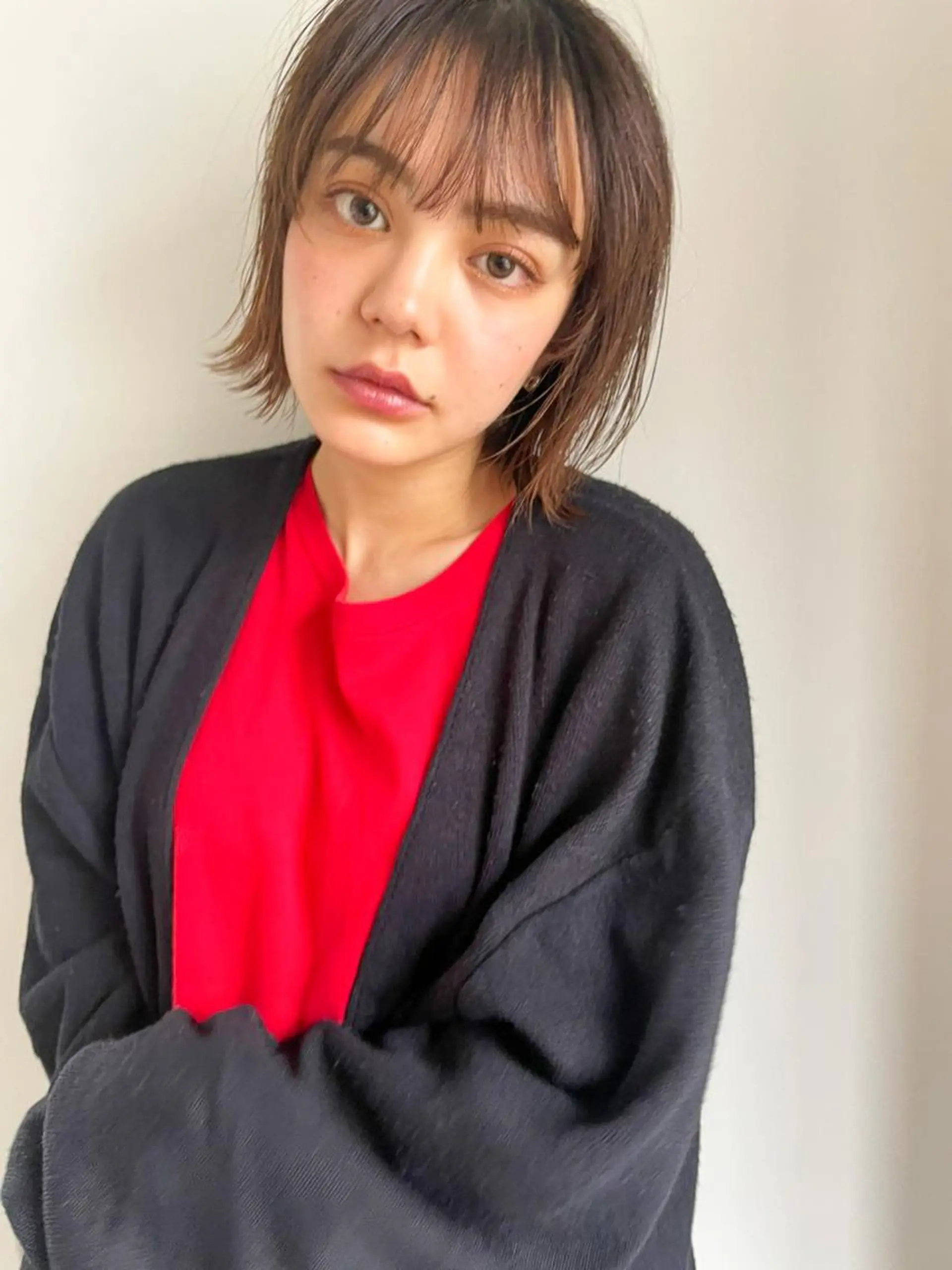 ミディアム パーマ カラー ショートボブ ミディアムパーマ アディクシーカラー ブリーチ ケアブリーチ カット ヘアカラー CEINE PATHのヘアスタイル