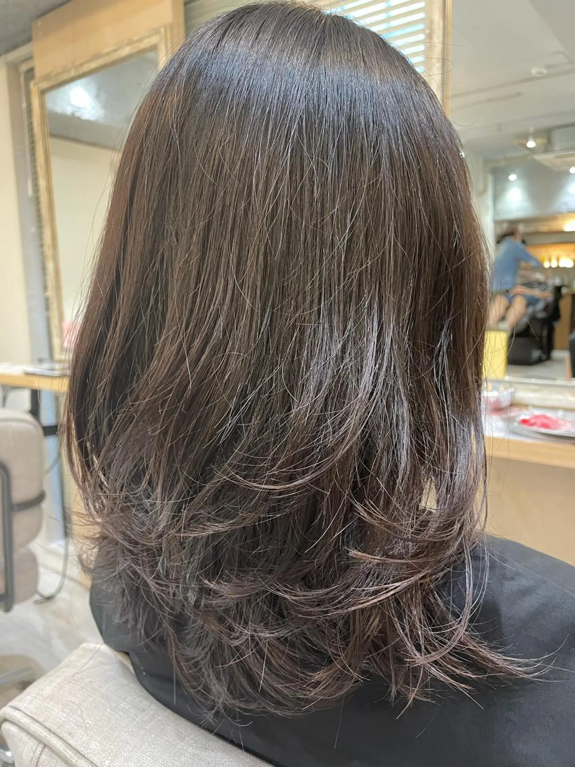 セミロング 韓国風ヘア レイヤーカット カット ヘアカラー パーマ 縮毛矯正 レイヤーカット・ 縮毛矯正 星野のヘアスタイル