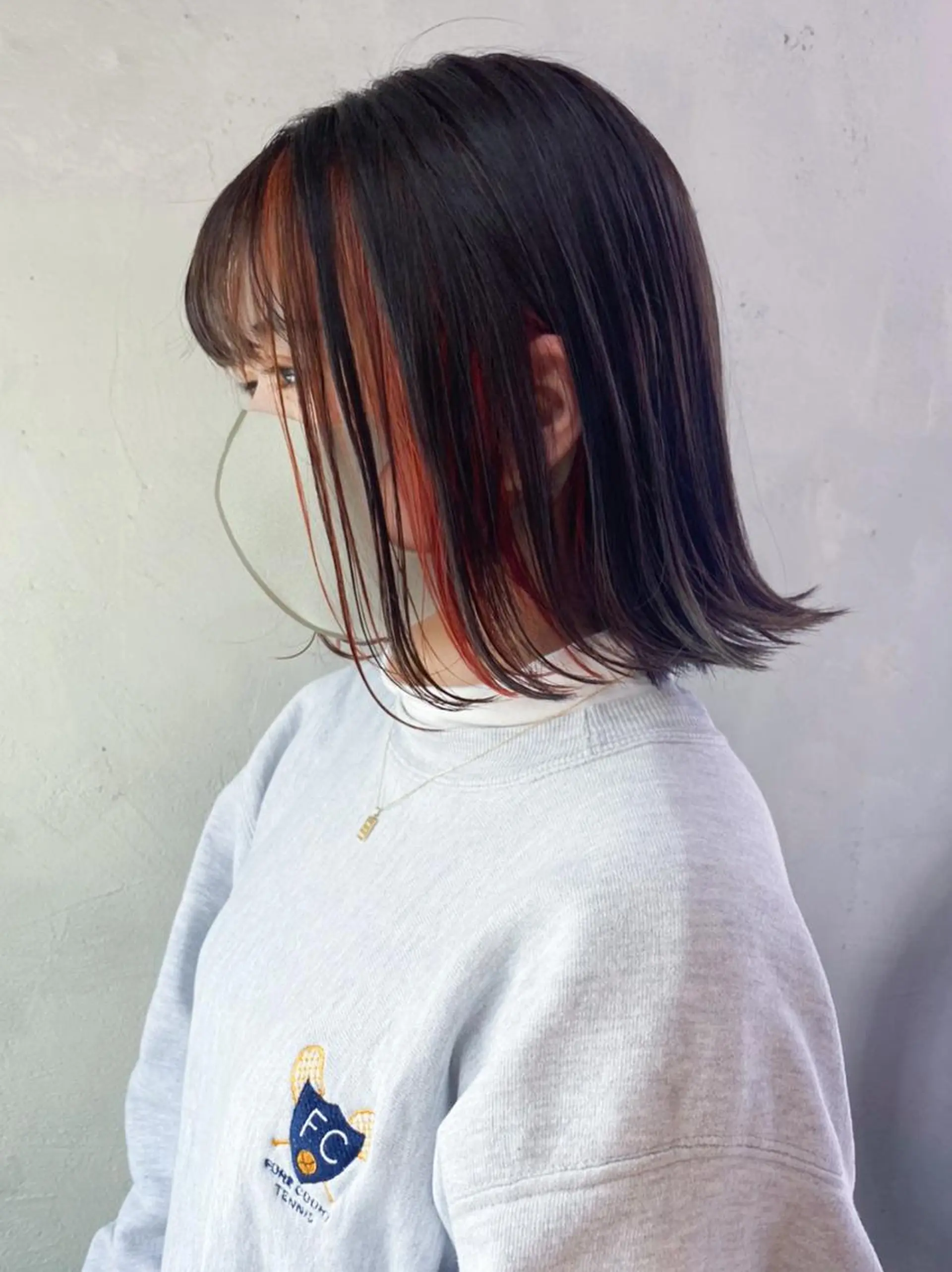 ミディアム カラー パーマ ヘアアレンジ オレンジ ITbyALBUM 浦和店のヘアスタイル