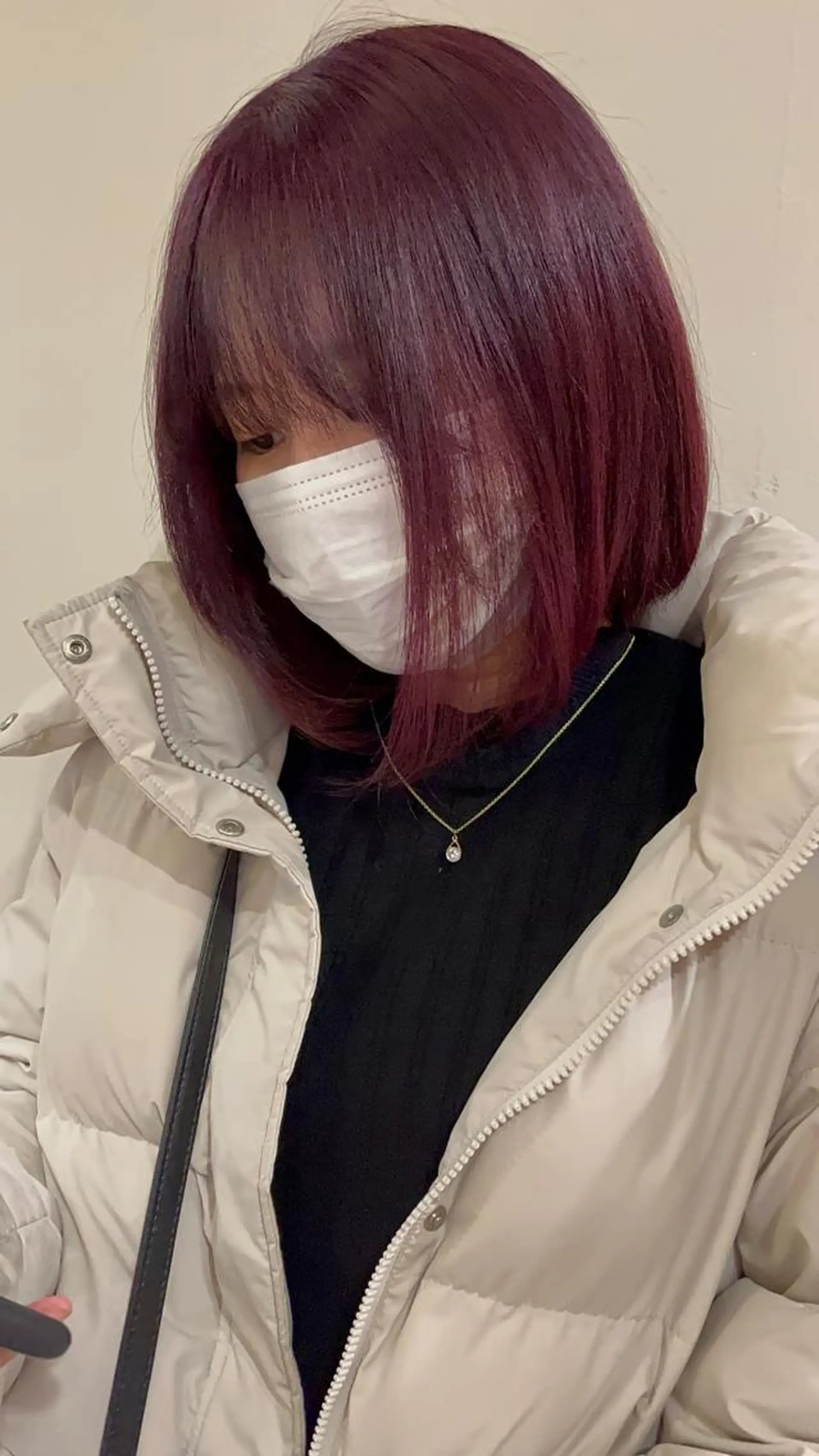 カラー カシス えんぐちとも／透明感 カラー／博多ボブのヘアスタイル