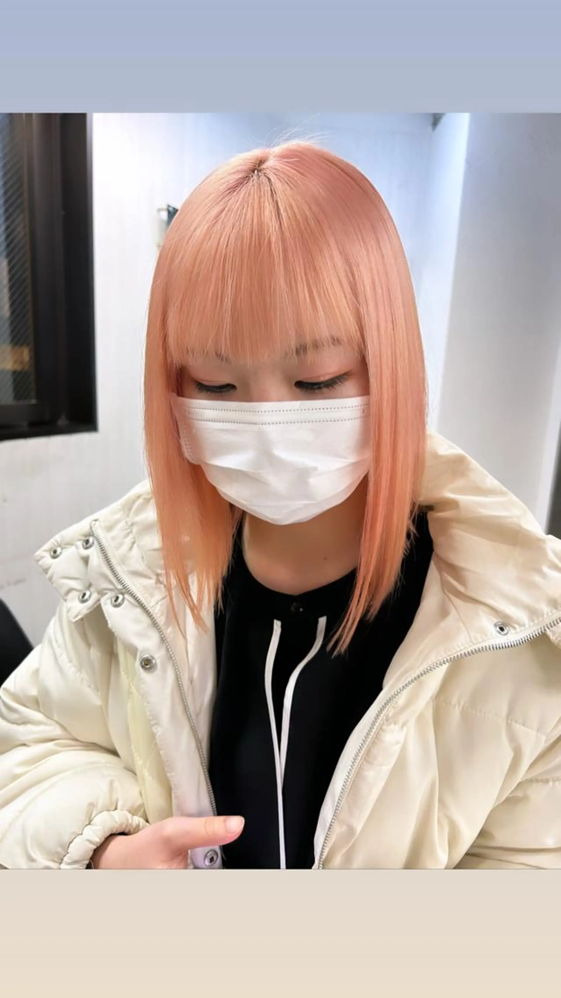 セミロング カラー オレンジ ピンクカラー カット ヘアカラー トリートメント 🧸艶々韓国ヘア 🧁mizunaのヘアスタイル