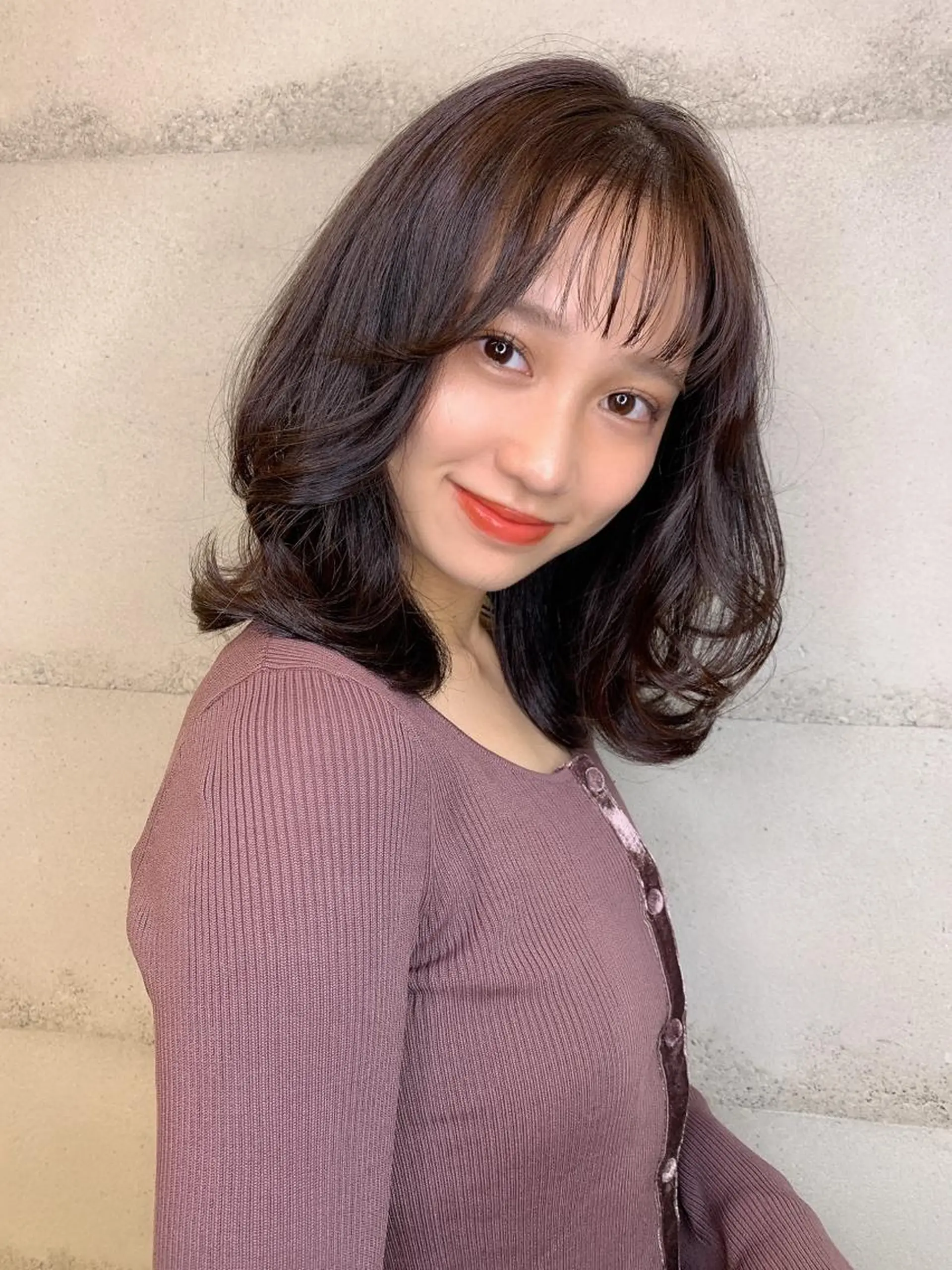 ミディアム カラー ヘアアレンジ 透明感/オリーブ/ グレージュ/YUKAのヘアスタイル