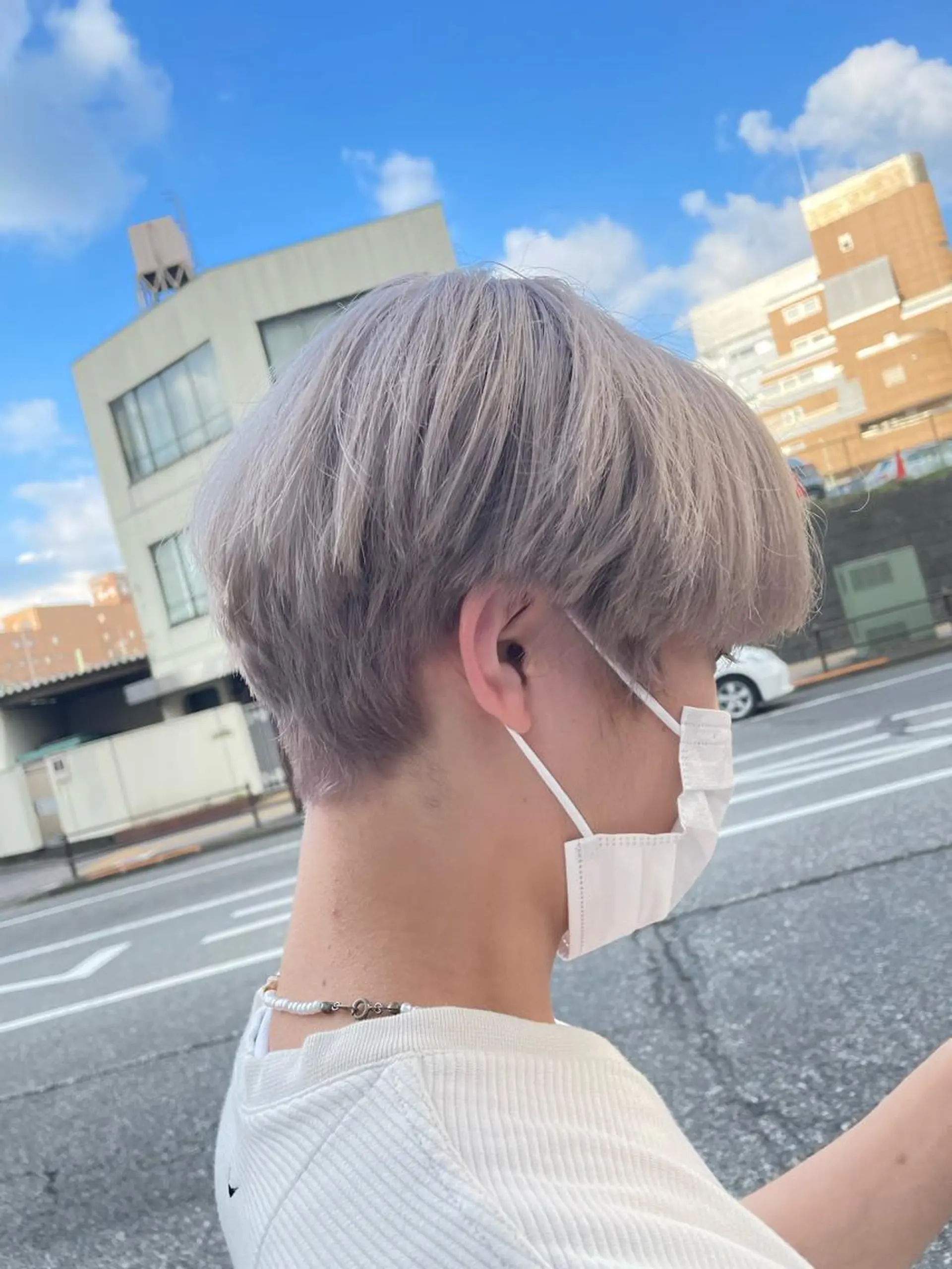 ショート カラー メンズ ベージュカラー ホワイトベージュ カット ヘアカラー Beleza 渋谷所属・Kazusa/渋谷/ エクステ/ハイトーンのヘアスタイル