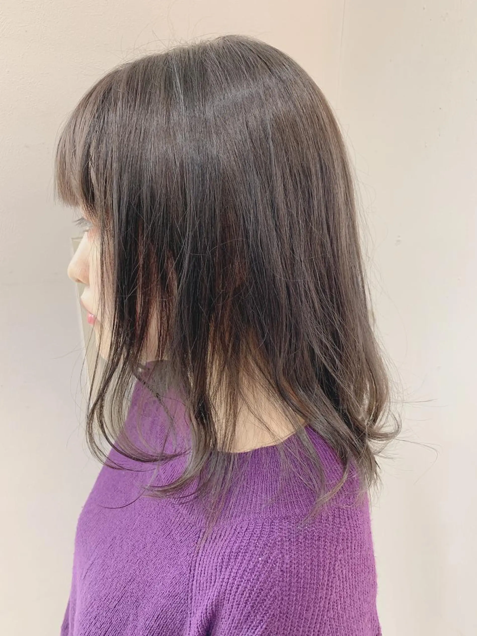 ミディアム カラー 白髪ぼかしハイライト 柳川拓哉のヘアスタイル