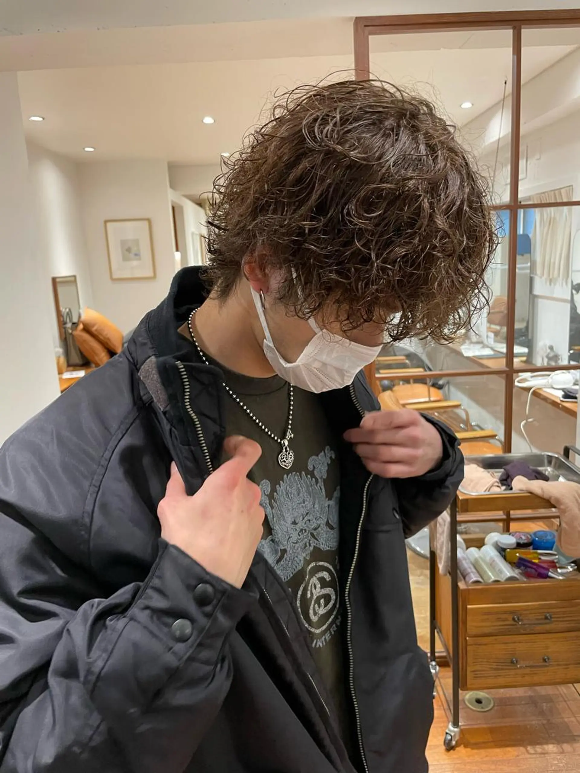 ショート カラー パーマ メンズ 小顔レイヤー×コンパ クトボブ/林隆平のヘアスタイル