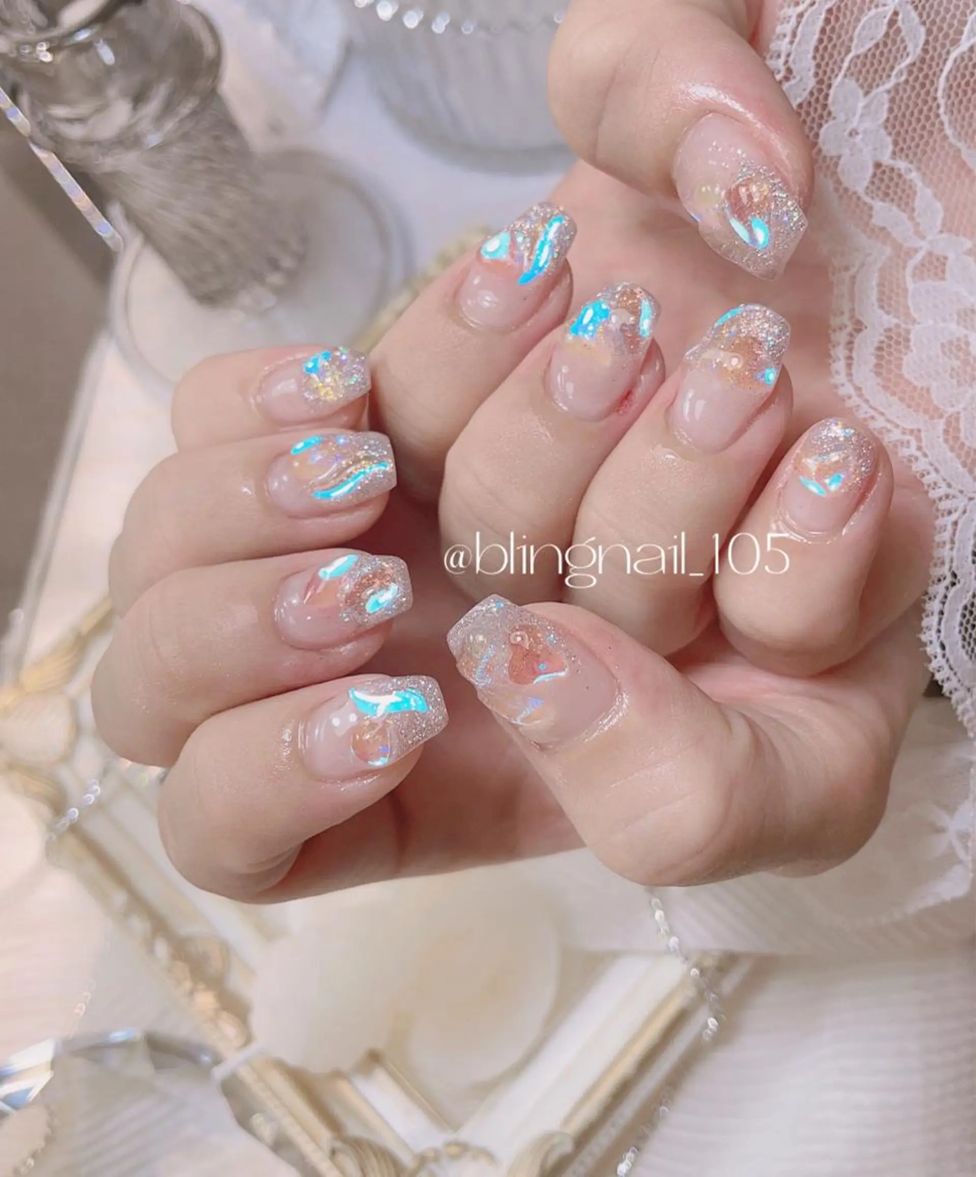 ネイル 23時まで❤︎韓国、 ワンホンネイルのネイルデザイン