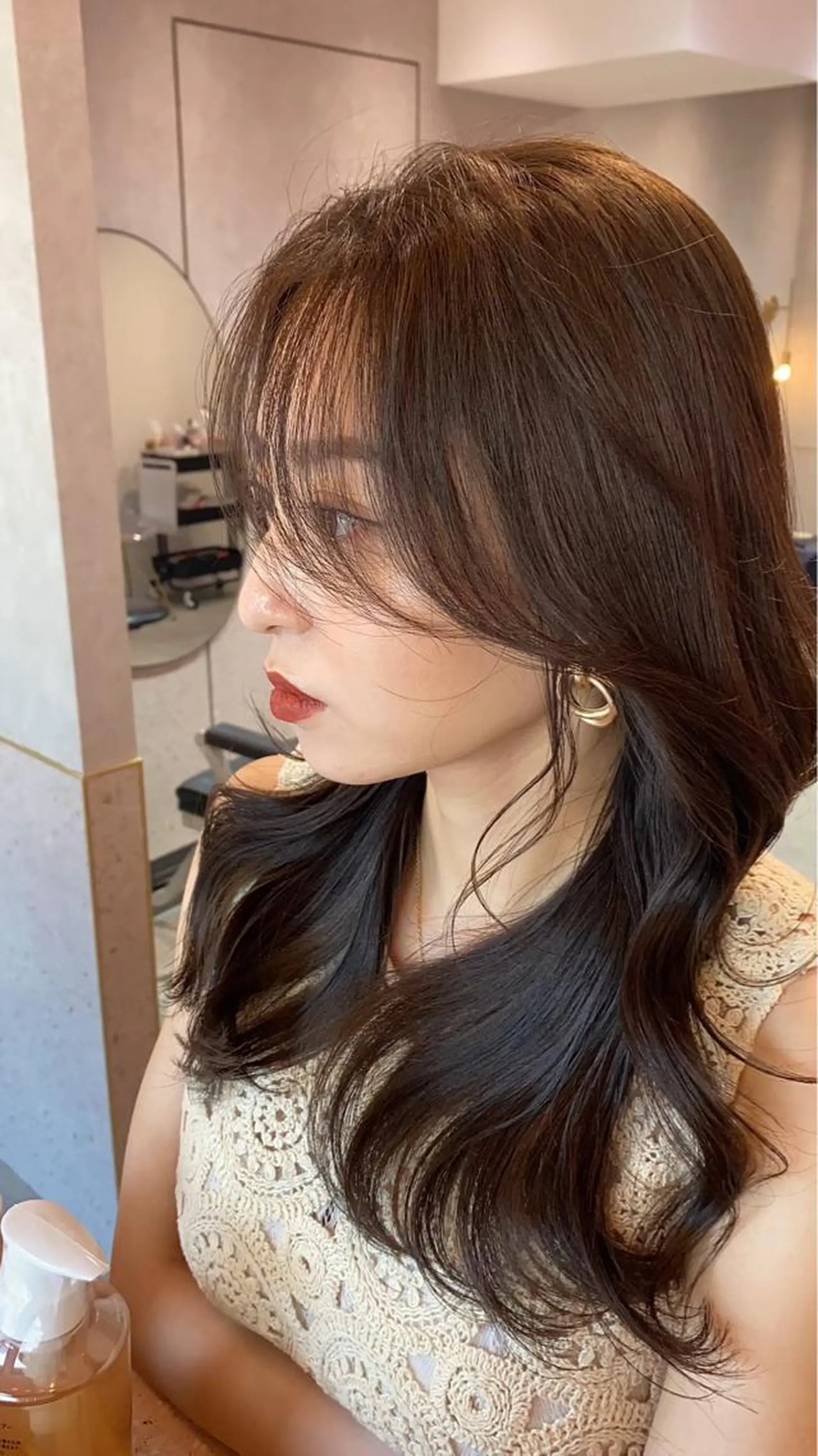 ロング 顔周りカット 髪質改善 韓国風ヘア ロング 似合わせカット カット 縮毛矯正 トリートメント Loom.by Sea【新宿】所属・暖色カラー/新宿/韓 国風レイヤー鮫島志穂のヘアスタイル