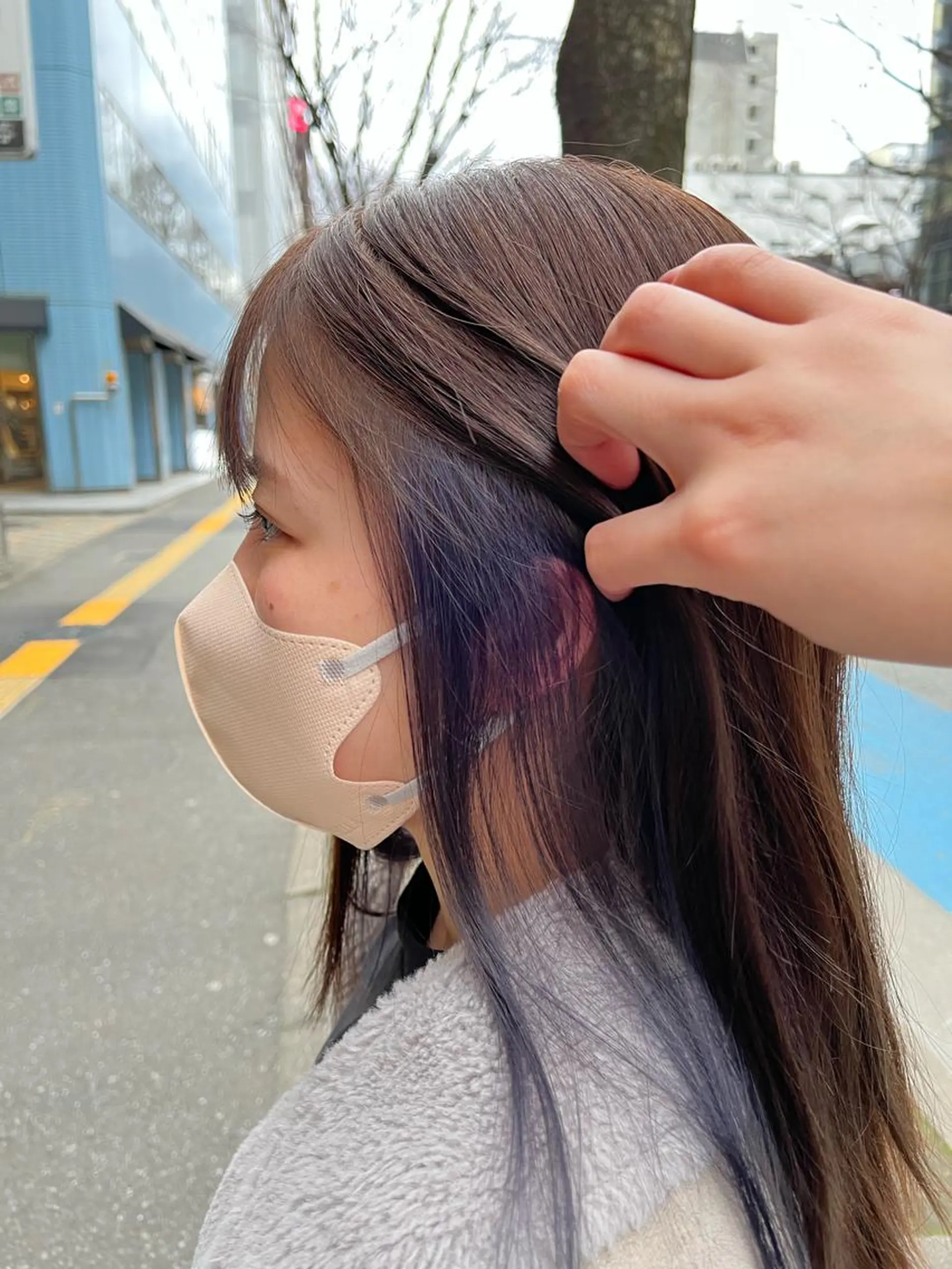 カラー イヤリングカラー えんぐちとも／透明感 カラー／博多ボブのヘアスタイル