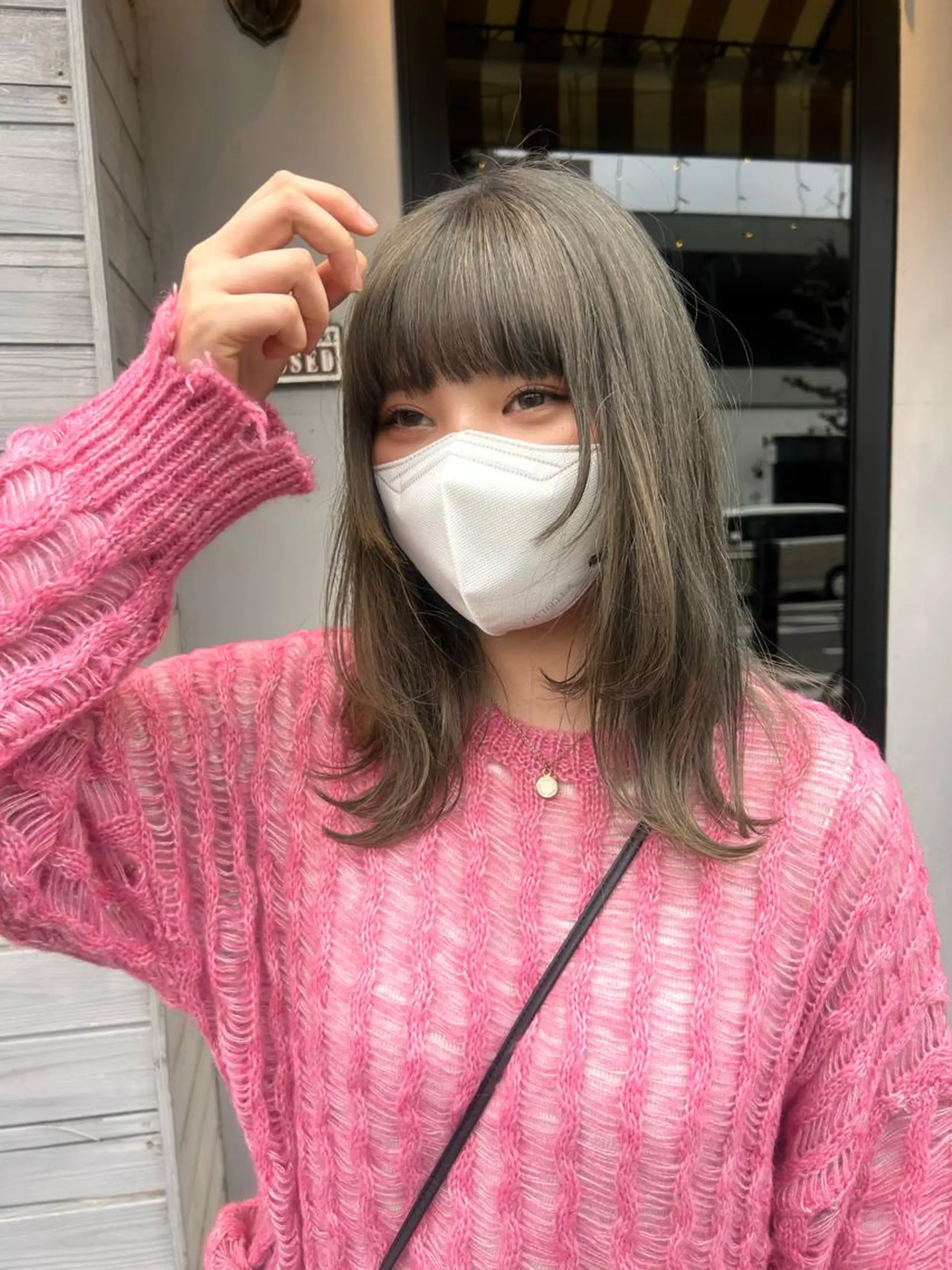 ミディアム 顔周りカット 問屋町chapter 日笠快生のヘアスタイル