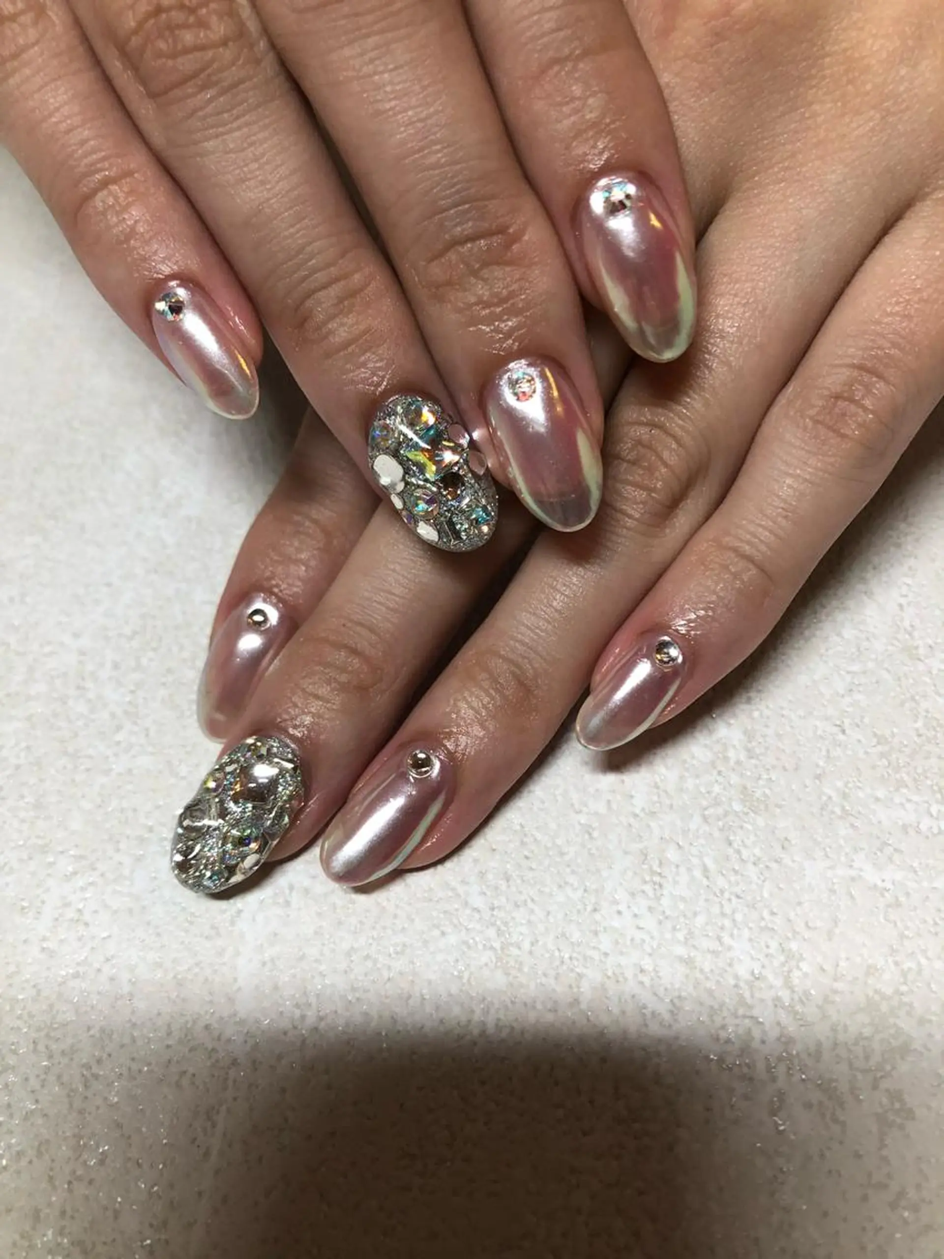 ネイル キラキラネイル ミラーネイル m'sNail 福岡西区 ネイルのネイルデザイン