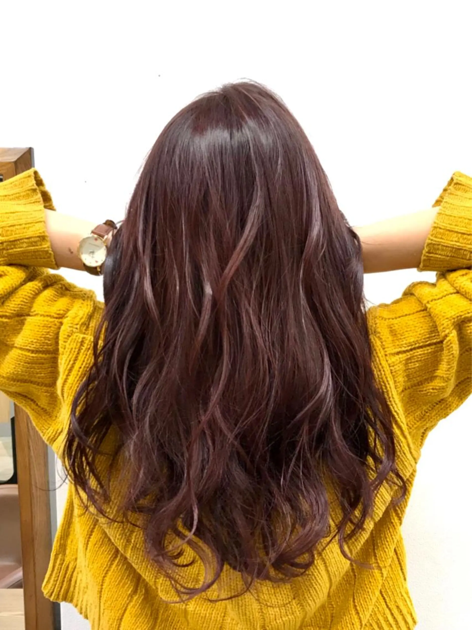 ロング カラー カシス ピンクカラー 髪質改善特化サロン ICONIQ天神店のヘアスタイル