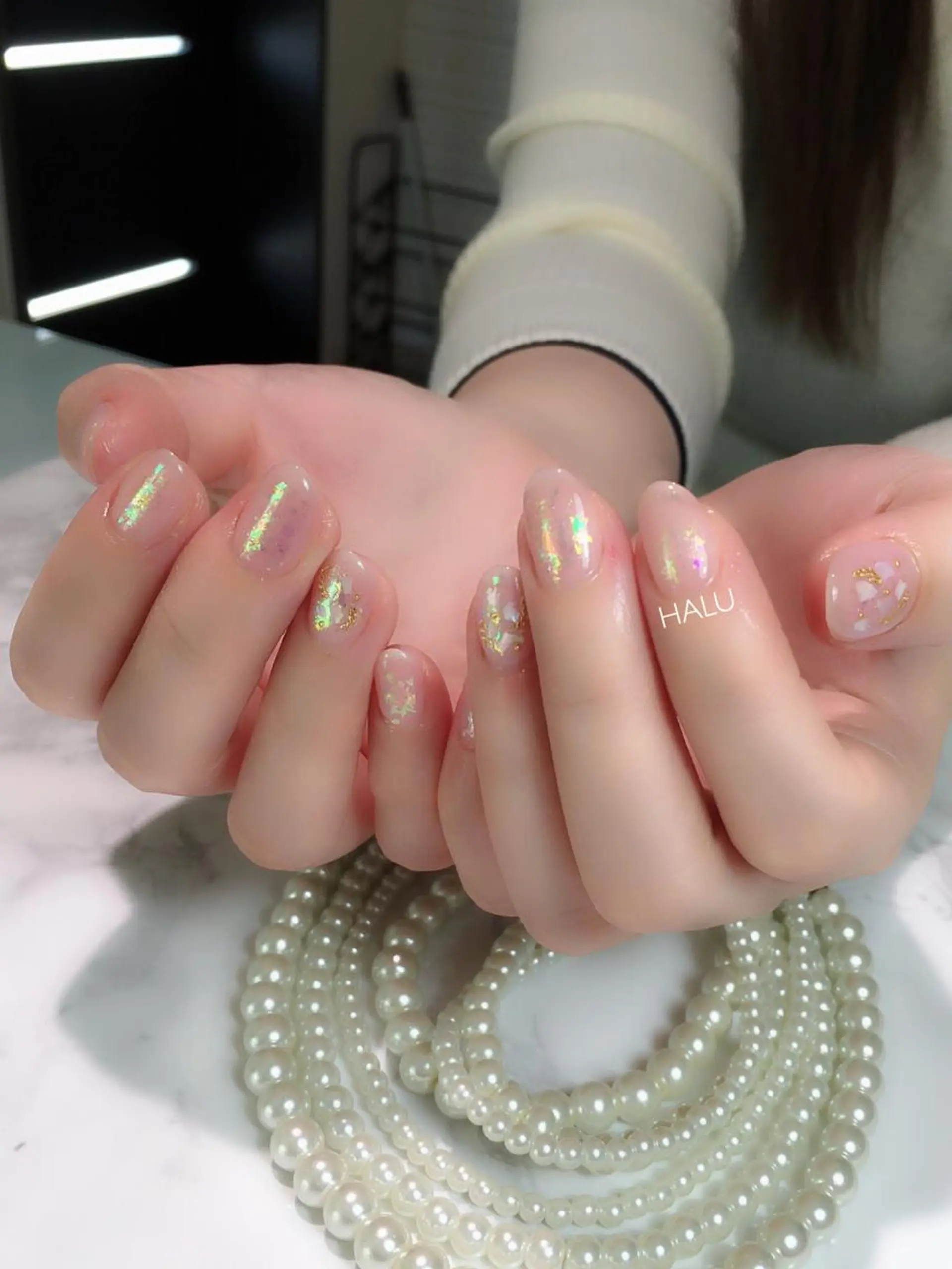 ネイル ガーリー キラキラネイル ピンク ストーンネイル HALU ハルのネイルデザイン