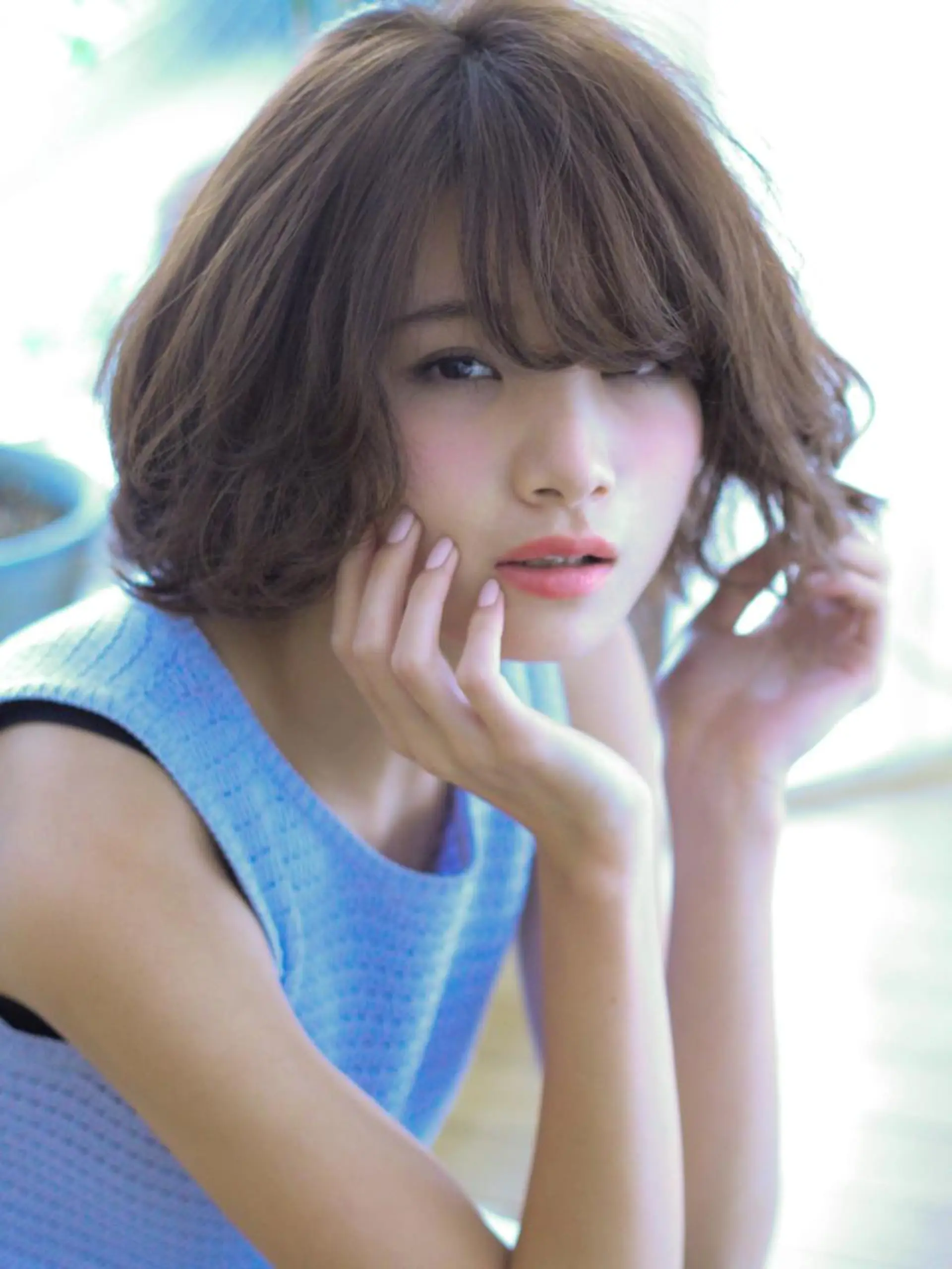 ショート カラー パーマ うざバング VIVIE【ヴィヴィ】所属・髪質改善/韓国風 レイヤー/田村祐樹のヘアスタイル