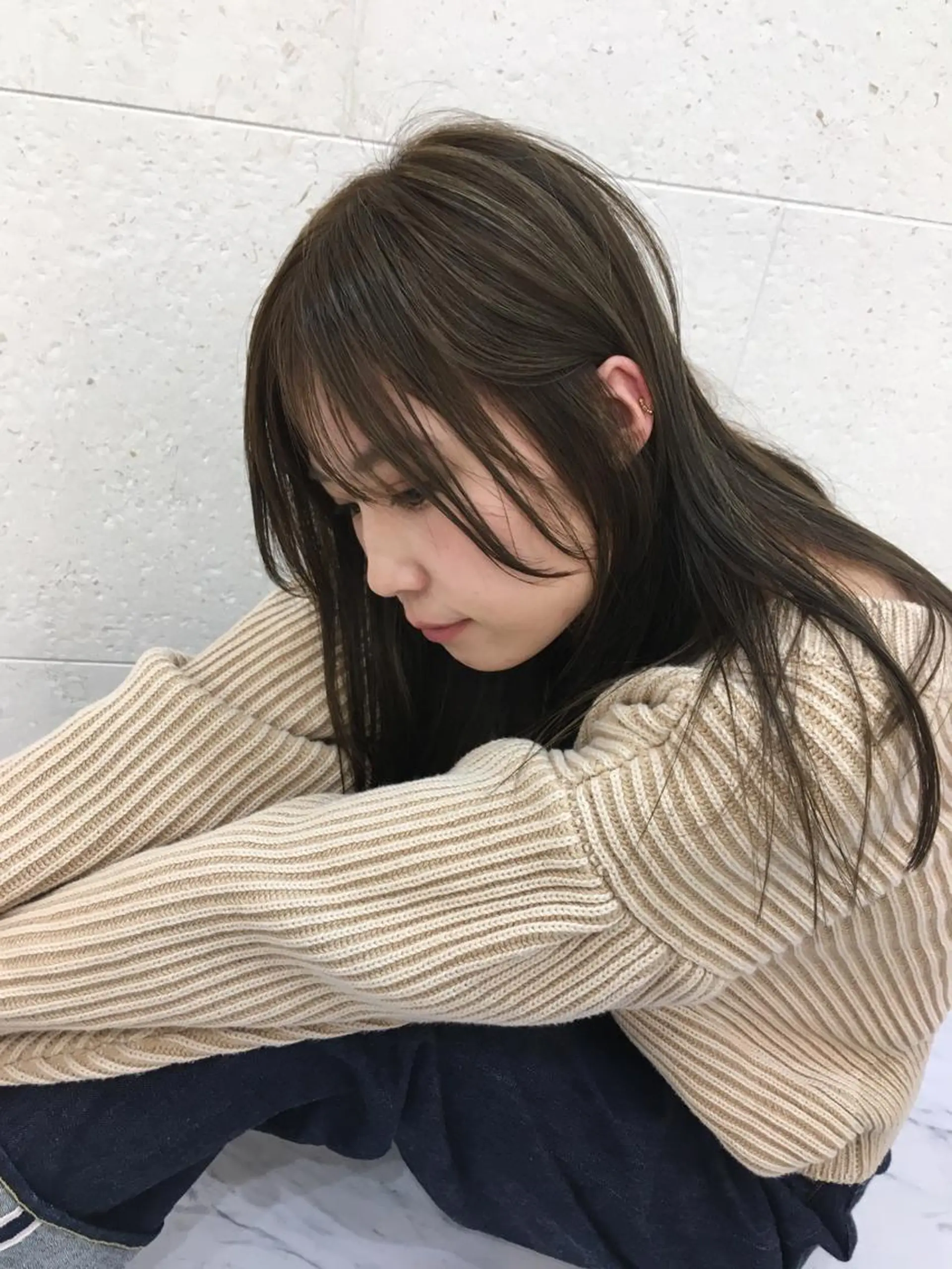 ロング カラー ベージュカラー ハイライトカラー ハイライト 斉藤 貴也のヘアスタイル