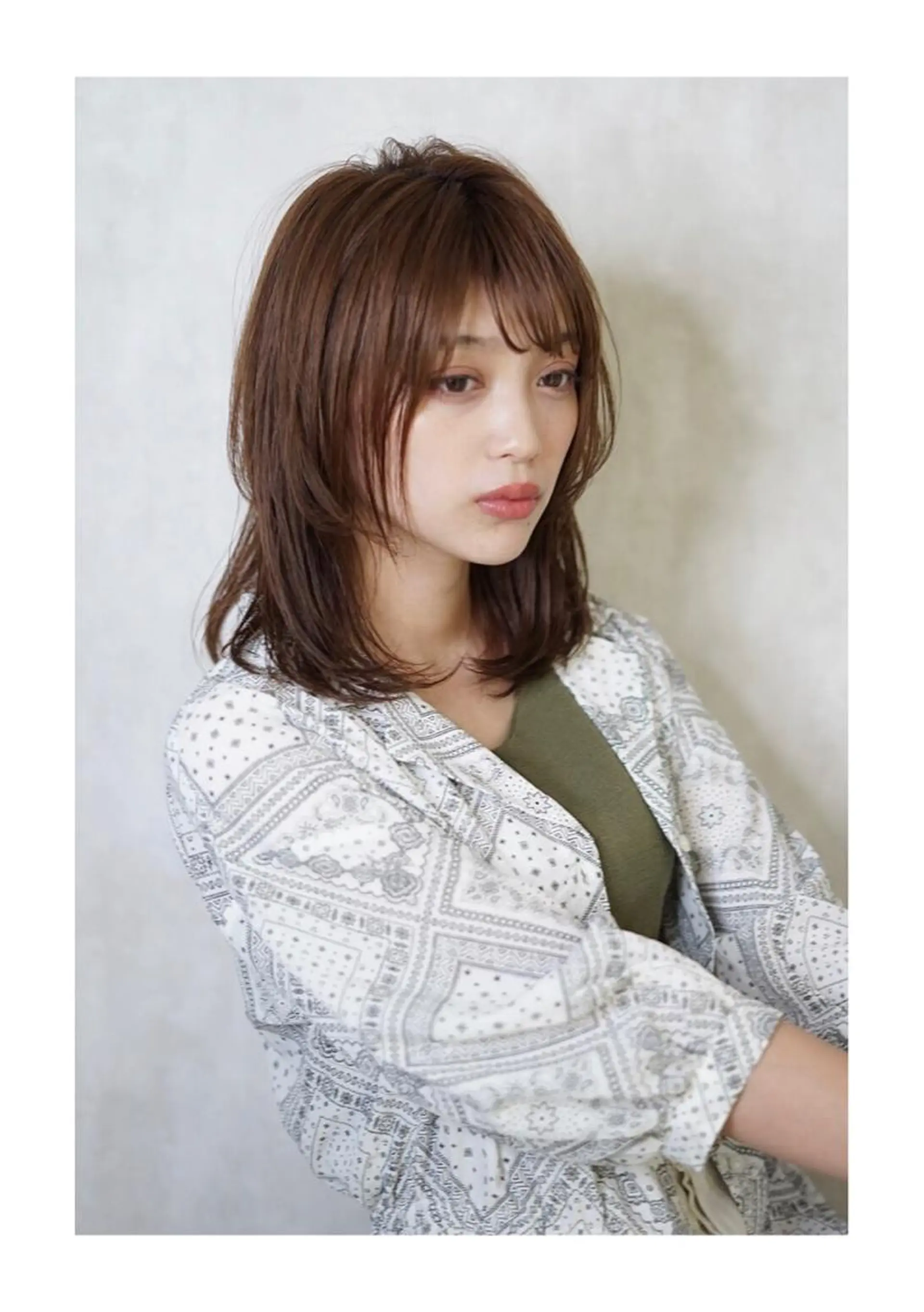 ミディアム 切りっぱなしボブ ミディアムレイヤー ミディアムパーマ ボブ 髪質改善 This所属・🟦髪質改善6年 💊YAMAMOTOのヘアスタイル