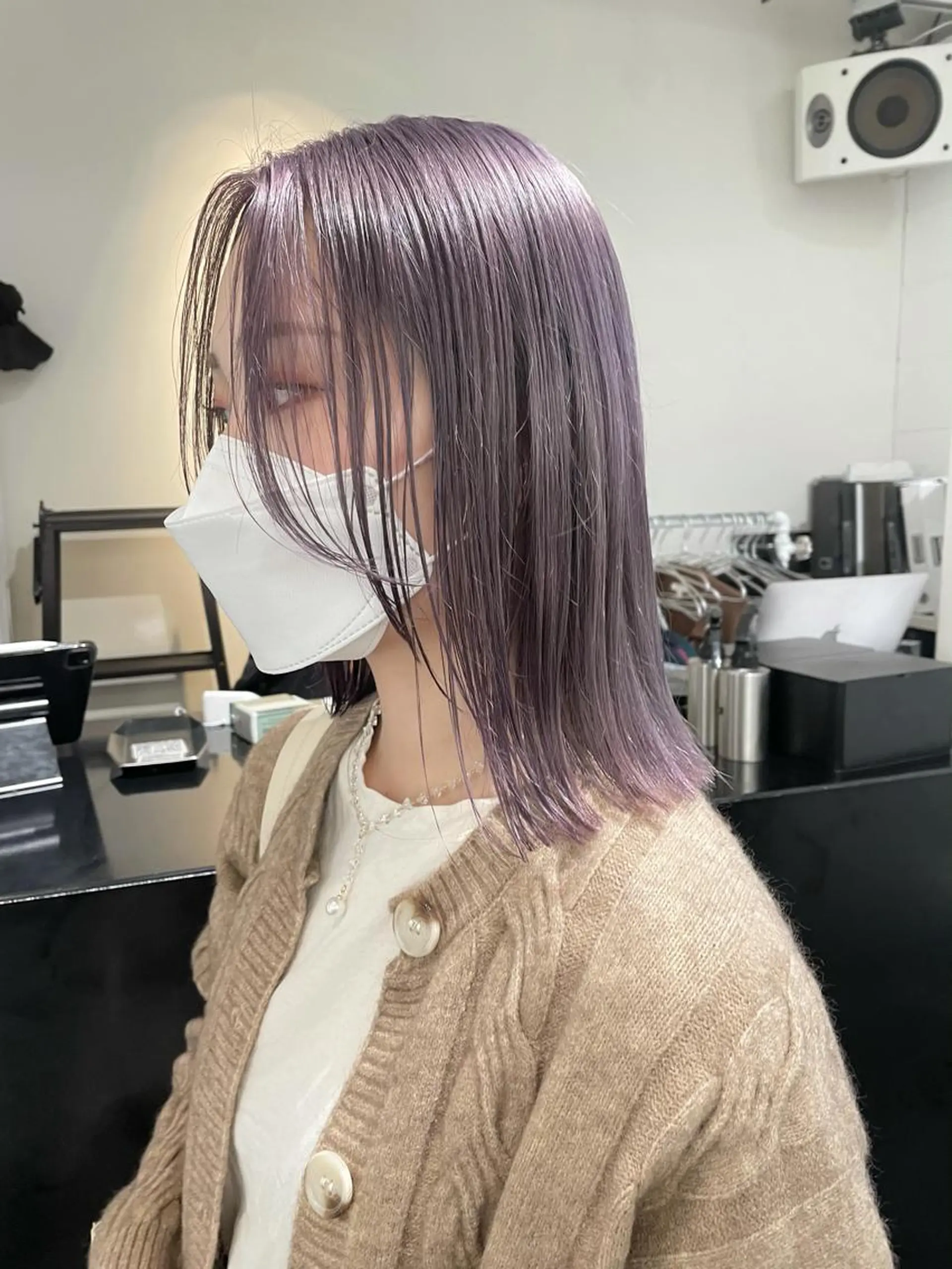 ミディアム カラー ヘアアレンジ ブリーチ ラベンダーカラー カット ヘアカラー トリートメント 艶ハイトーン/ヘア アレンジAYAKAのヘアスタイル