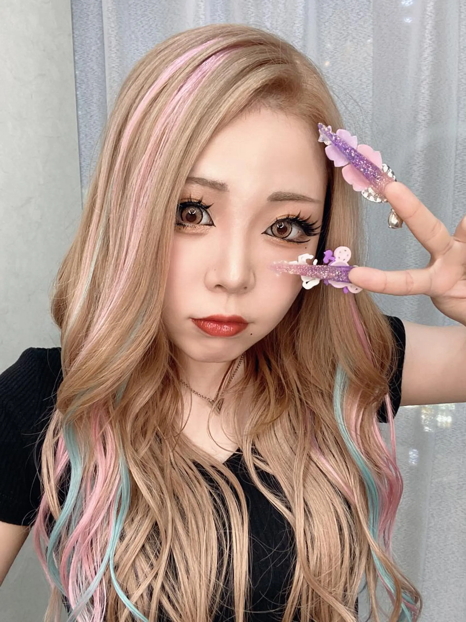 セミロング カラー ヘアアレンジ アディクシーカラー 黒髪 ブリーチ ブルーカラー ブルーブラック エクステ/髪質改善 🖤RYUSEI🖤のヘアスタイル
